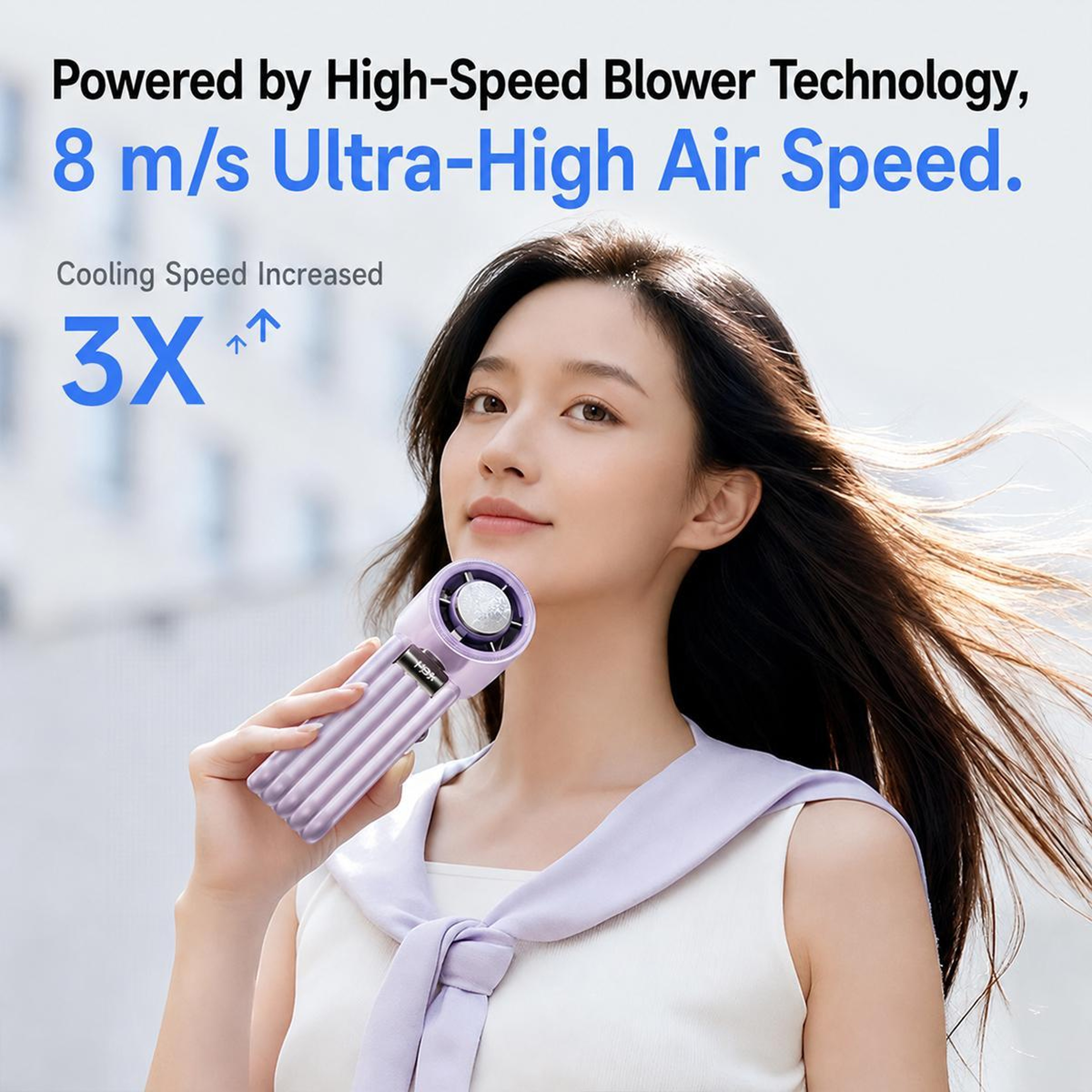 Portable Handheld Fan Rechargeable Folding Personal Fan with Digital Display – view 7