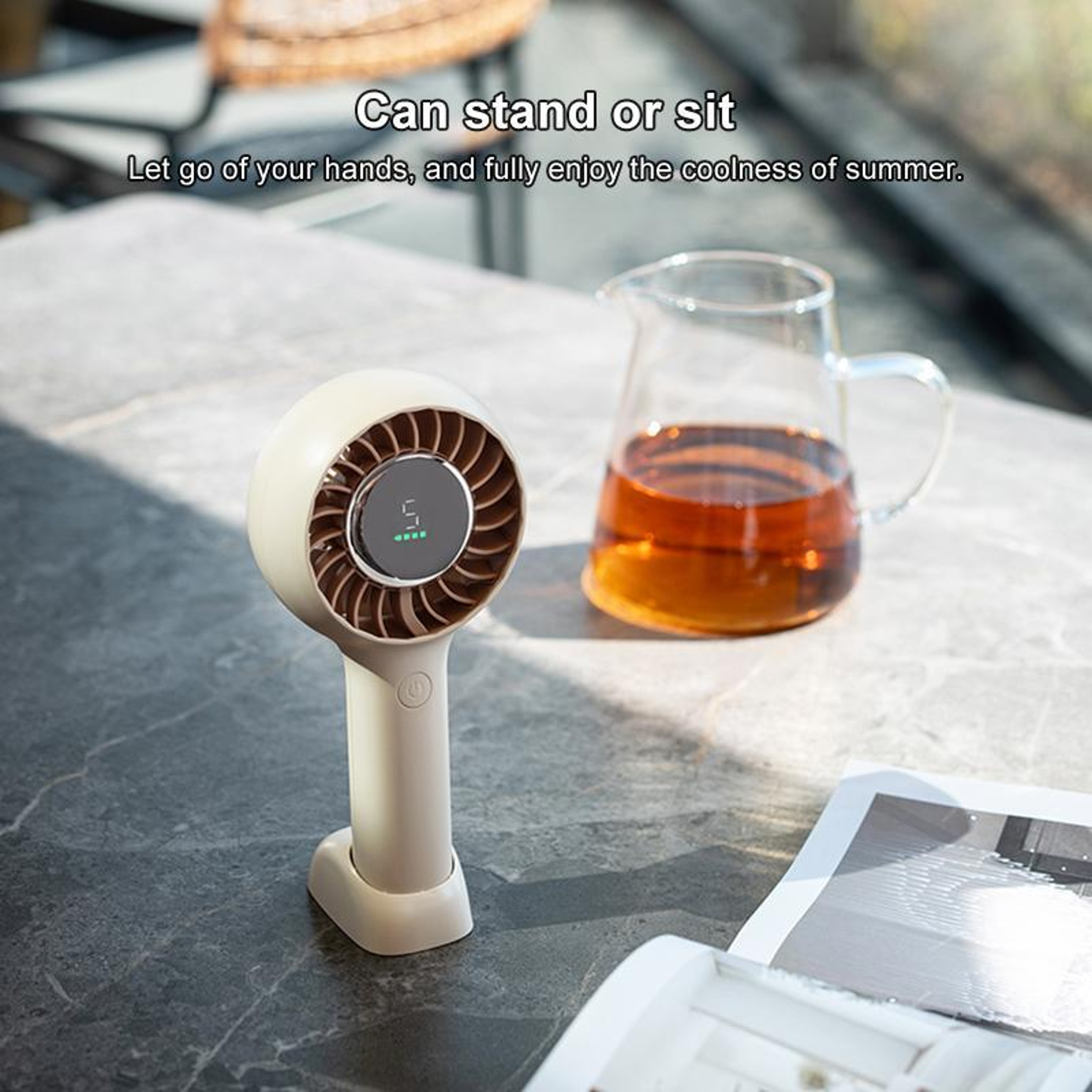 Portable Handheld Fan with Digital Display, Speeds & USB Rechargeable Cooling Fan – view 5