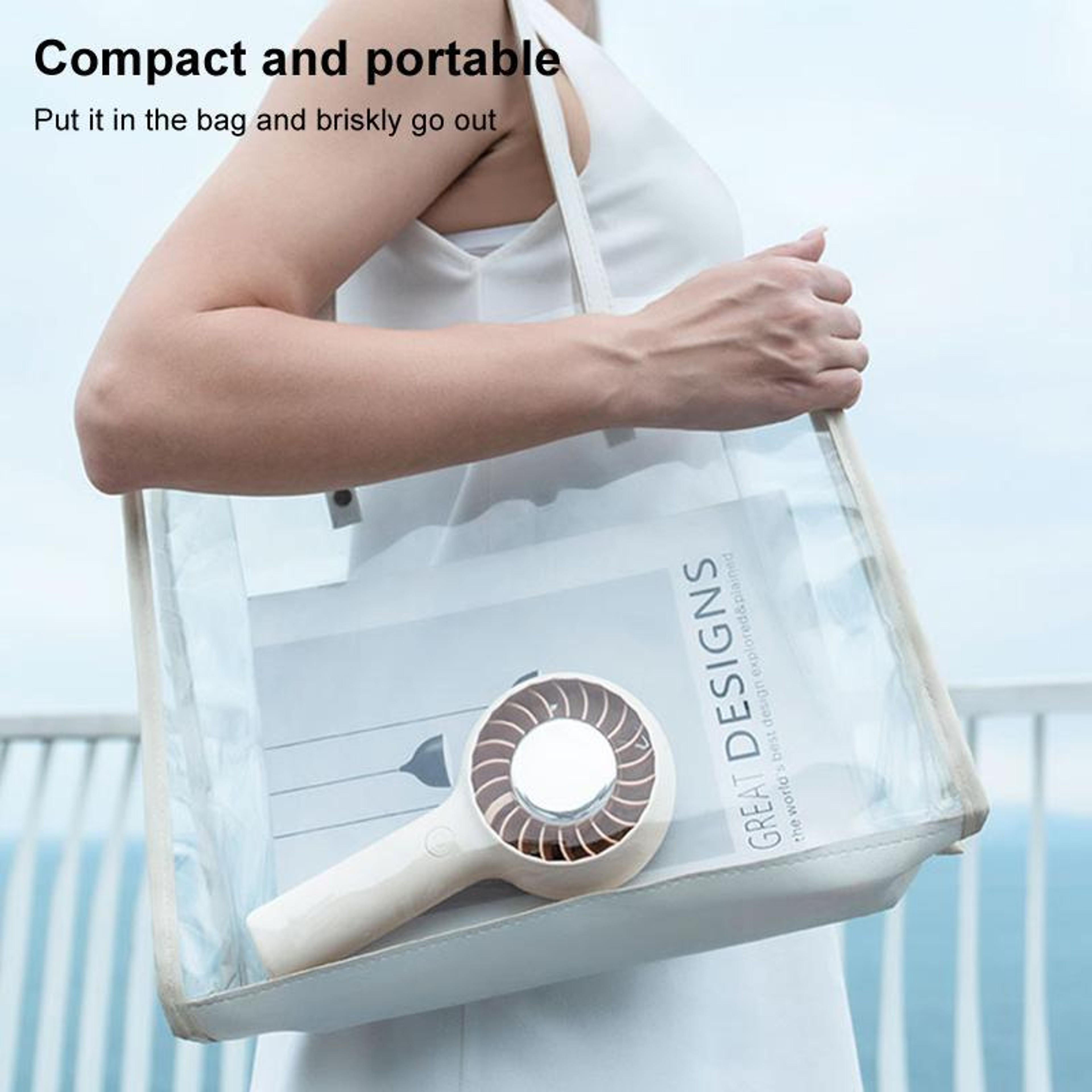 Portable Handheld Fan with Digital Display, Speeds & USB Rechargeable Cooling Fan – view 7