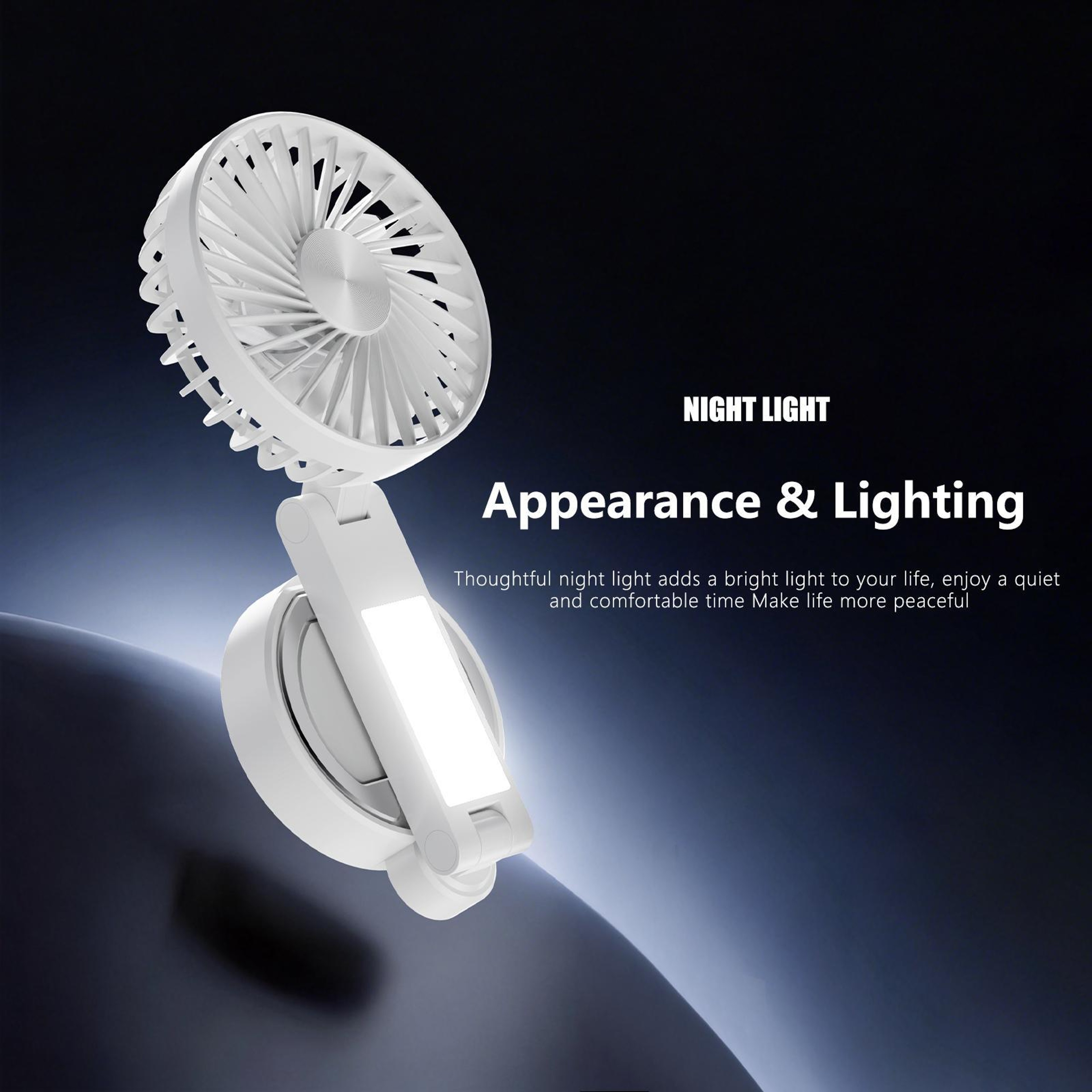 Portable Folding Fan with LED Light Magnetic Phone Mount Rechargeable Handheld Fan – view 8