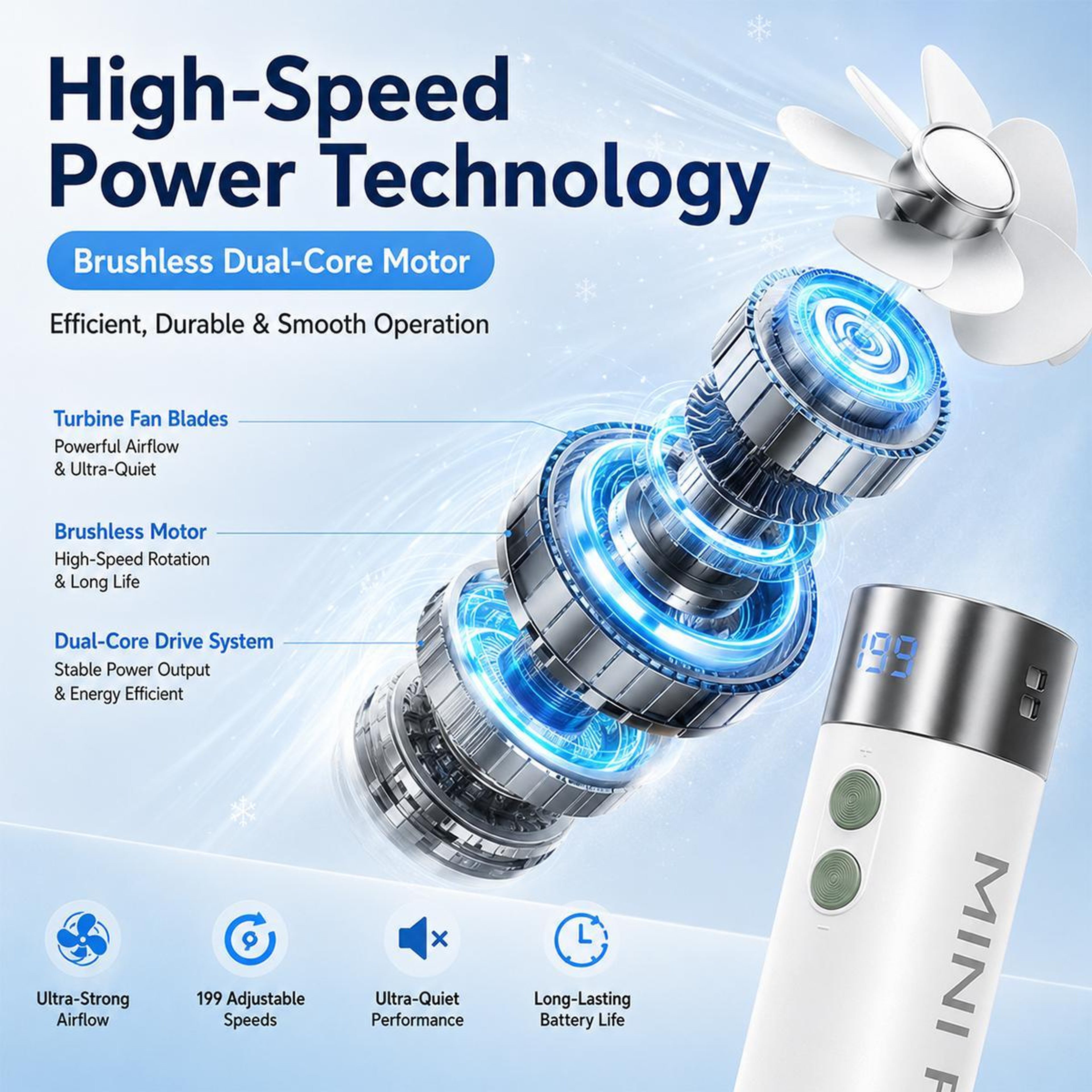 Portable Handheld Fan Foldable Rechargeable Mini Cooling Fan with Speed Adjustable Airflow – view 8