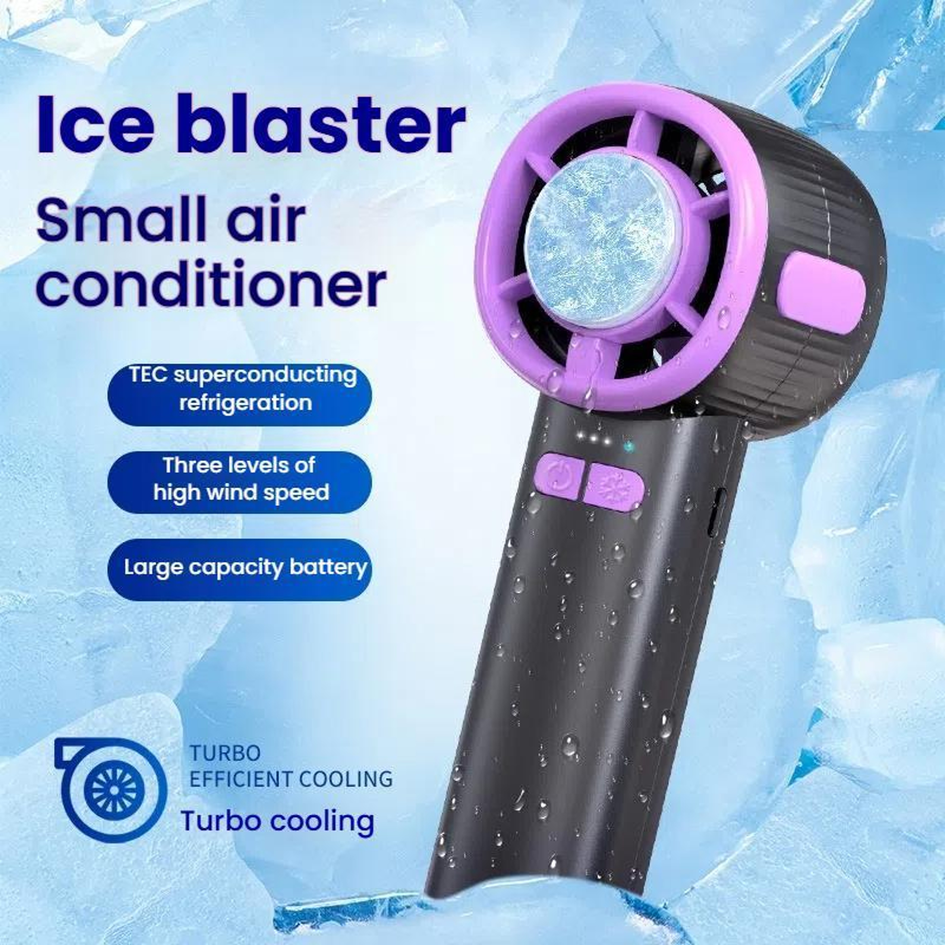 Portable Handheld Semiconductor Cooling Fan with Digital Display and USB Rechargeable Speed Cooling – view 5