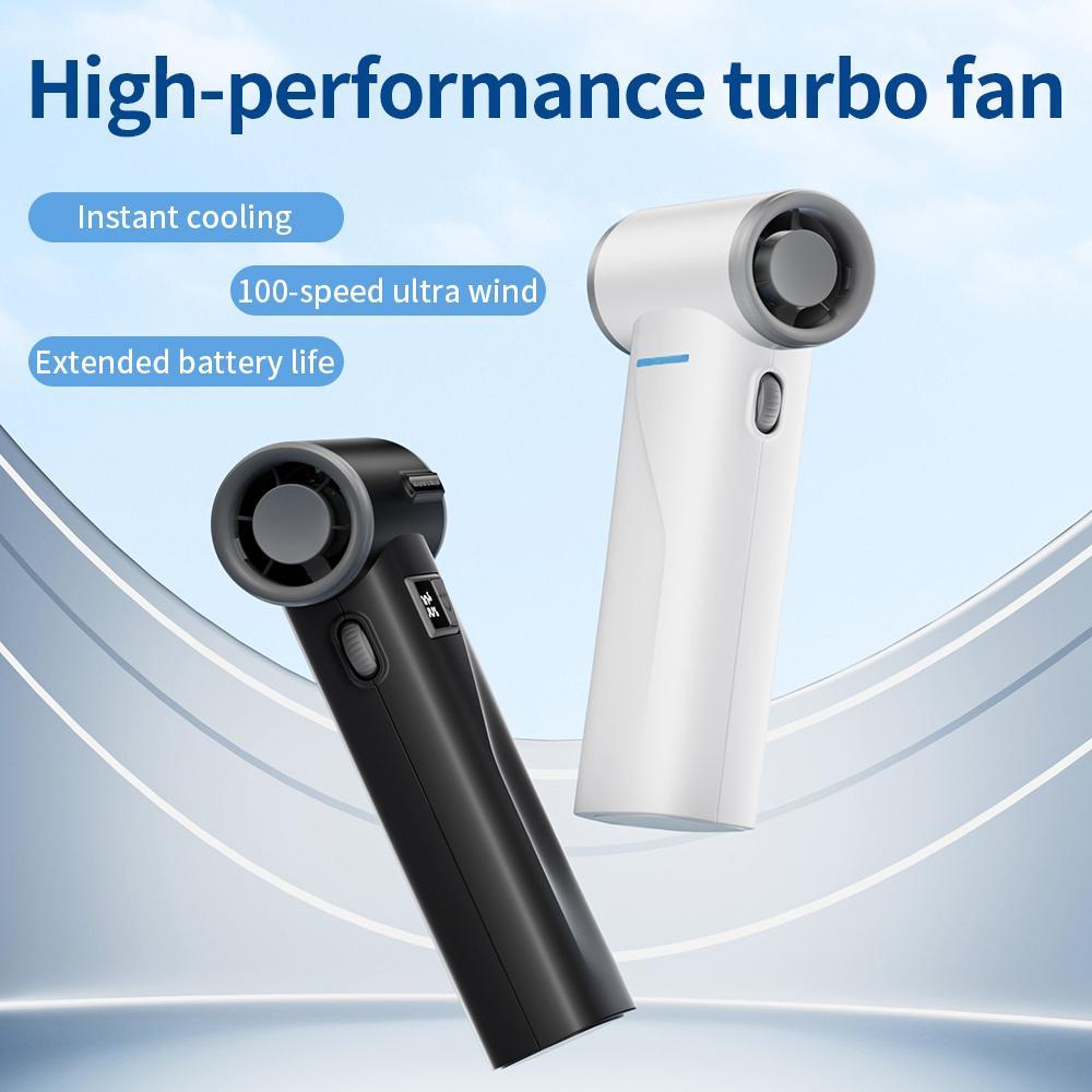 Portable Mini Fan with Brushless Motor, Digital Display & USB Rechargeable Cooling – view 2