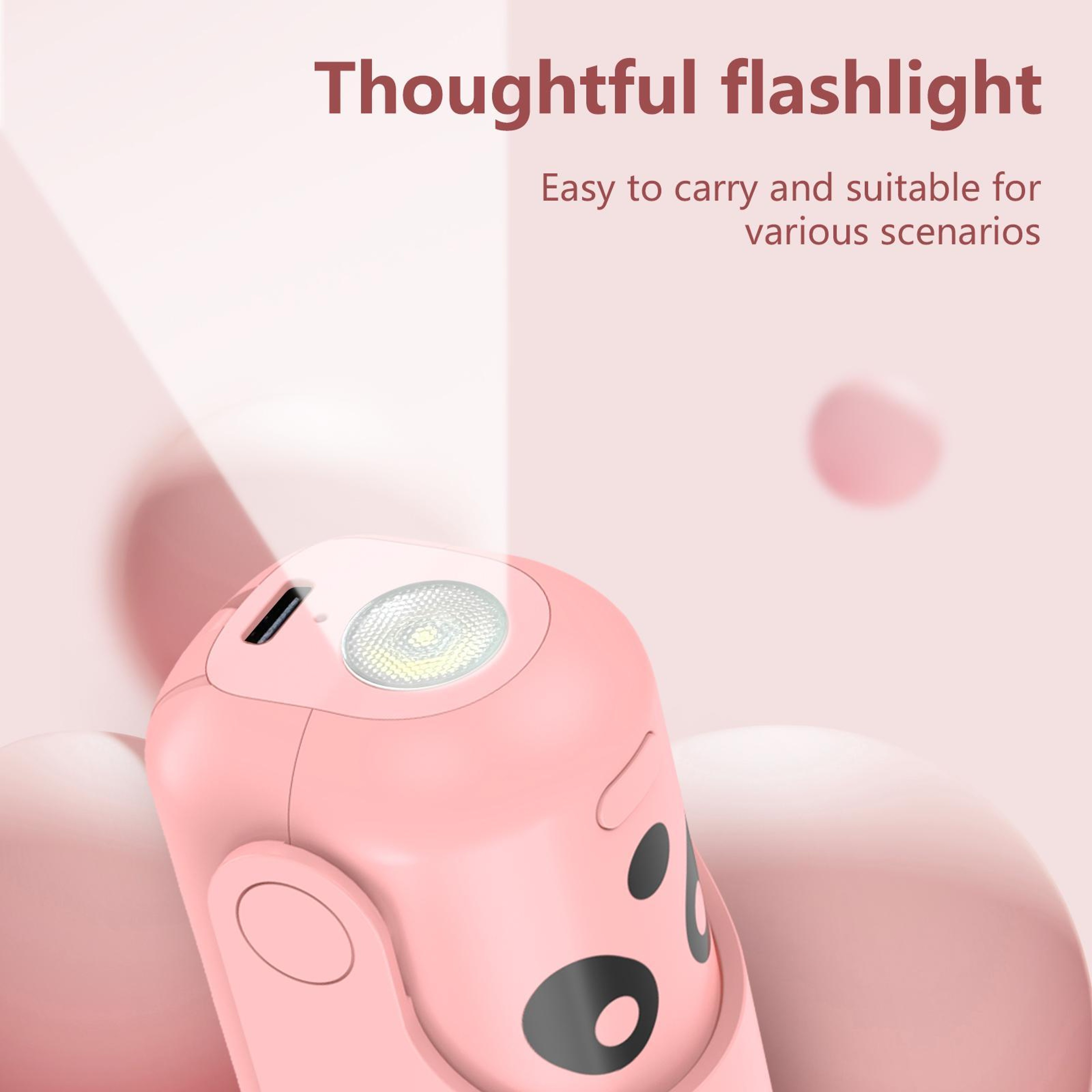 Portable Handheld Fan Mini Folding Rechargeable USB Type C Fan With BuiltIn Power Bank  Flashlight 4