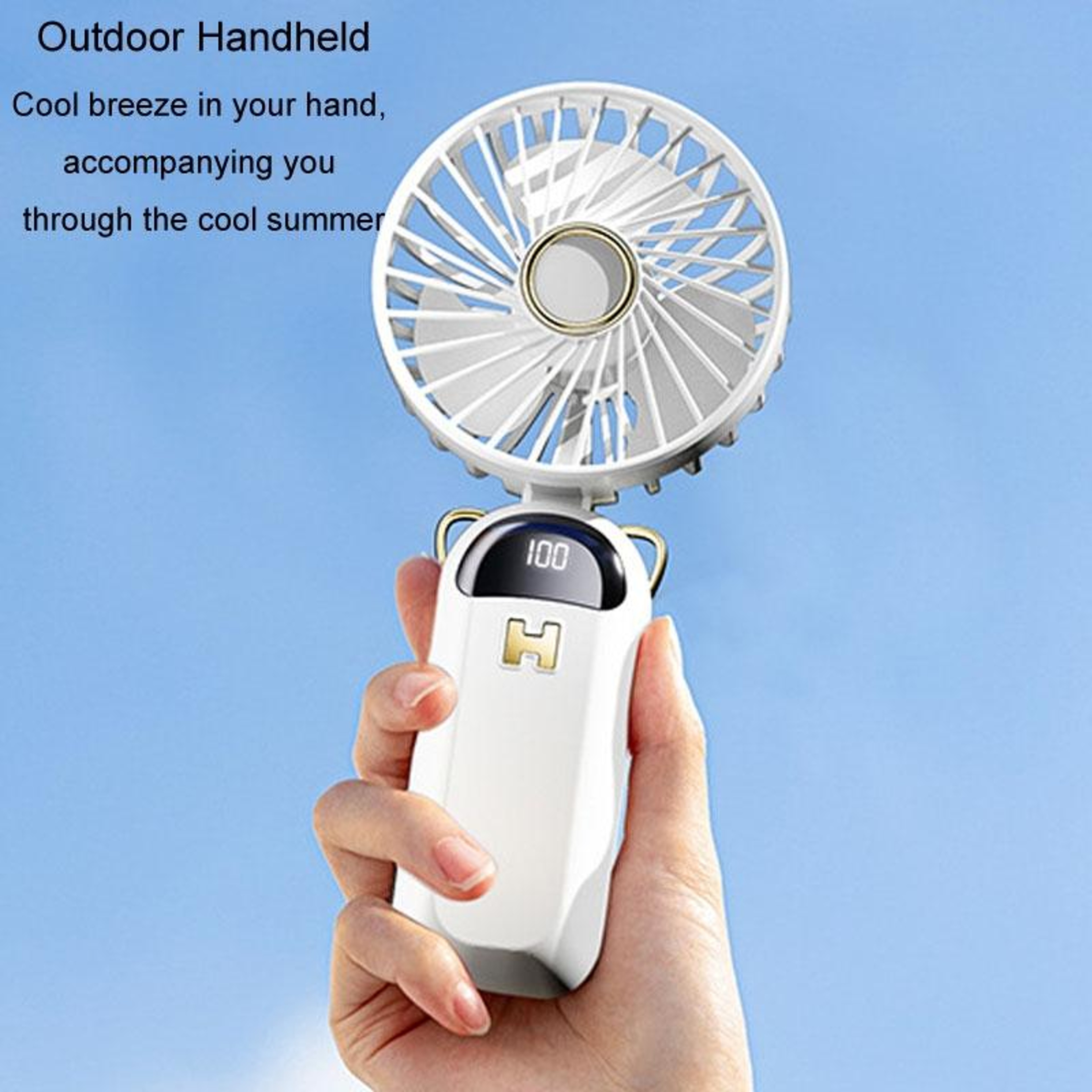 Portable Neck Fan USB Rechargeable Foldable Handheld Mini Fan with Digital Display – view 11