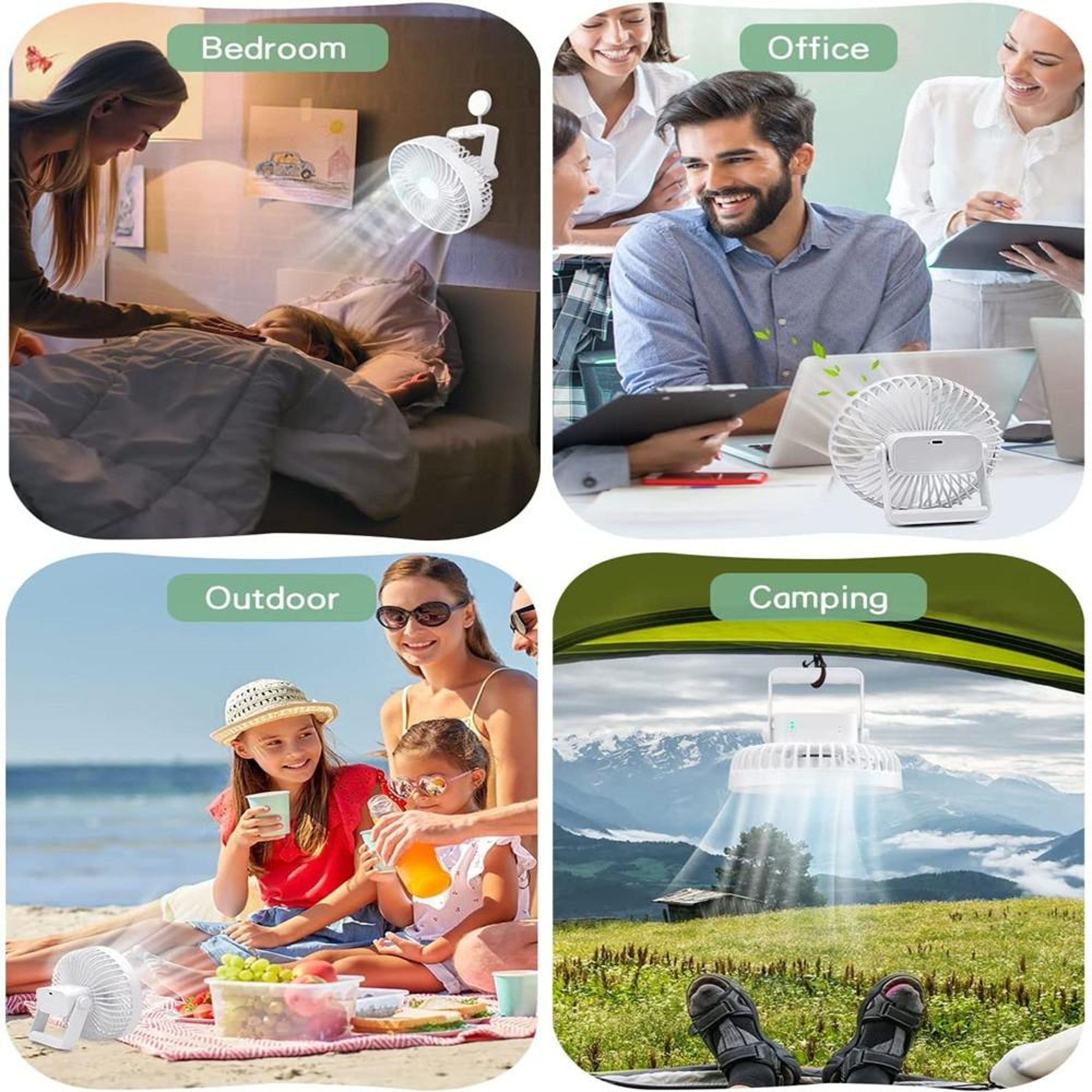 Rechargeable Camping Fan with LED Light Portable Tent Fan for Outdoor Travel – view 8