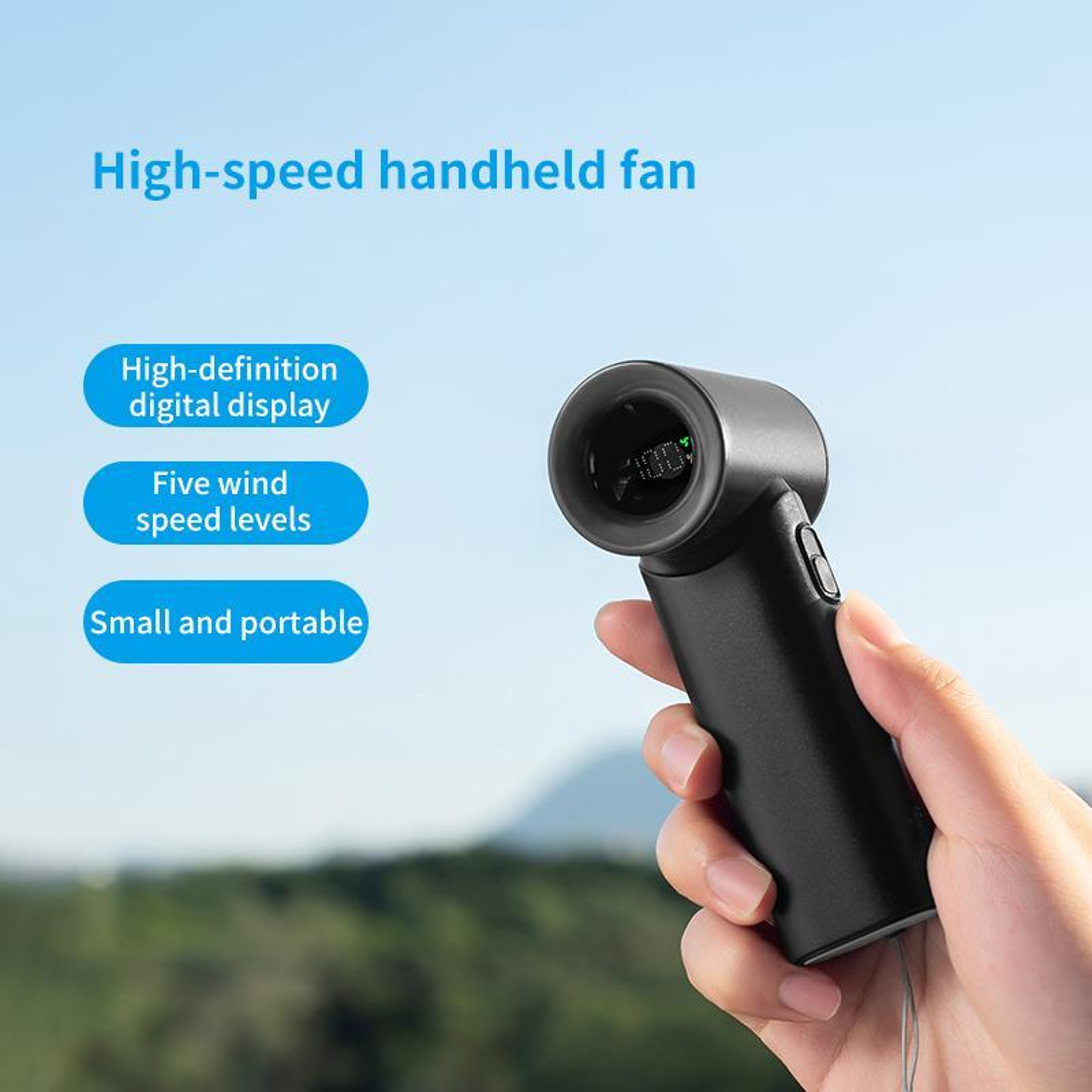 Handheld Fan With Digital Display Portable Rechargeable Mini Cooling Fan 3
