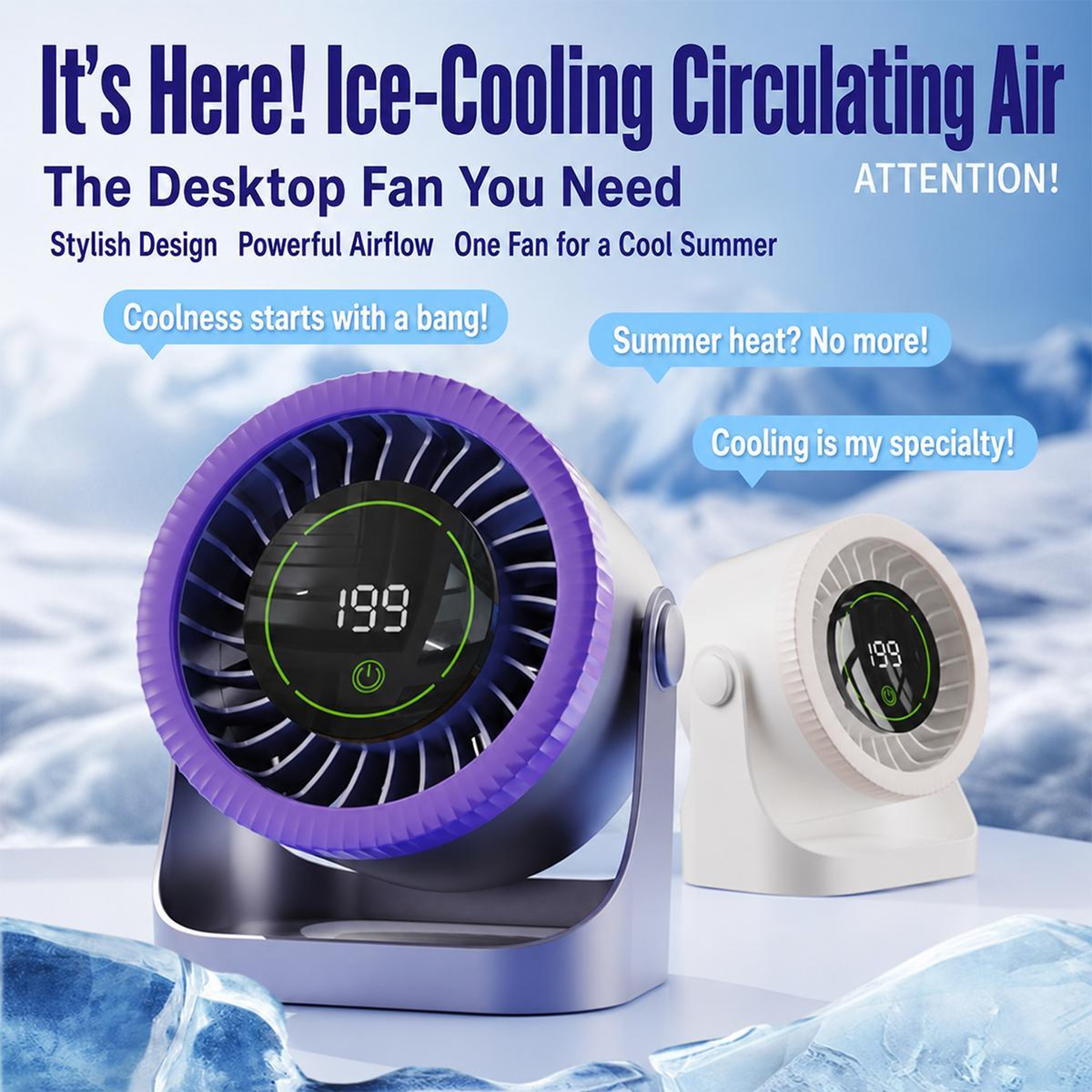 Dual Duct Desktop Circulating Fan With Digital Display  Stepless Speed Control 2