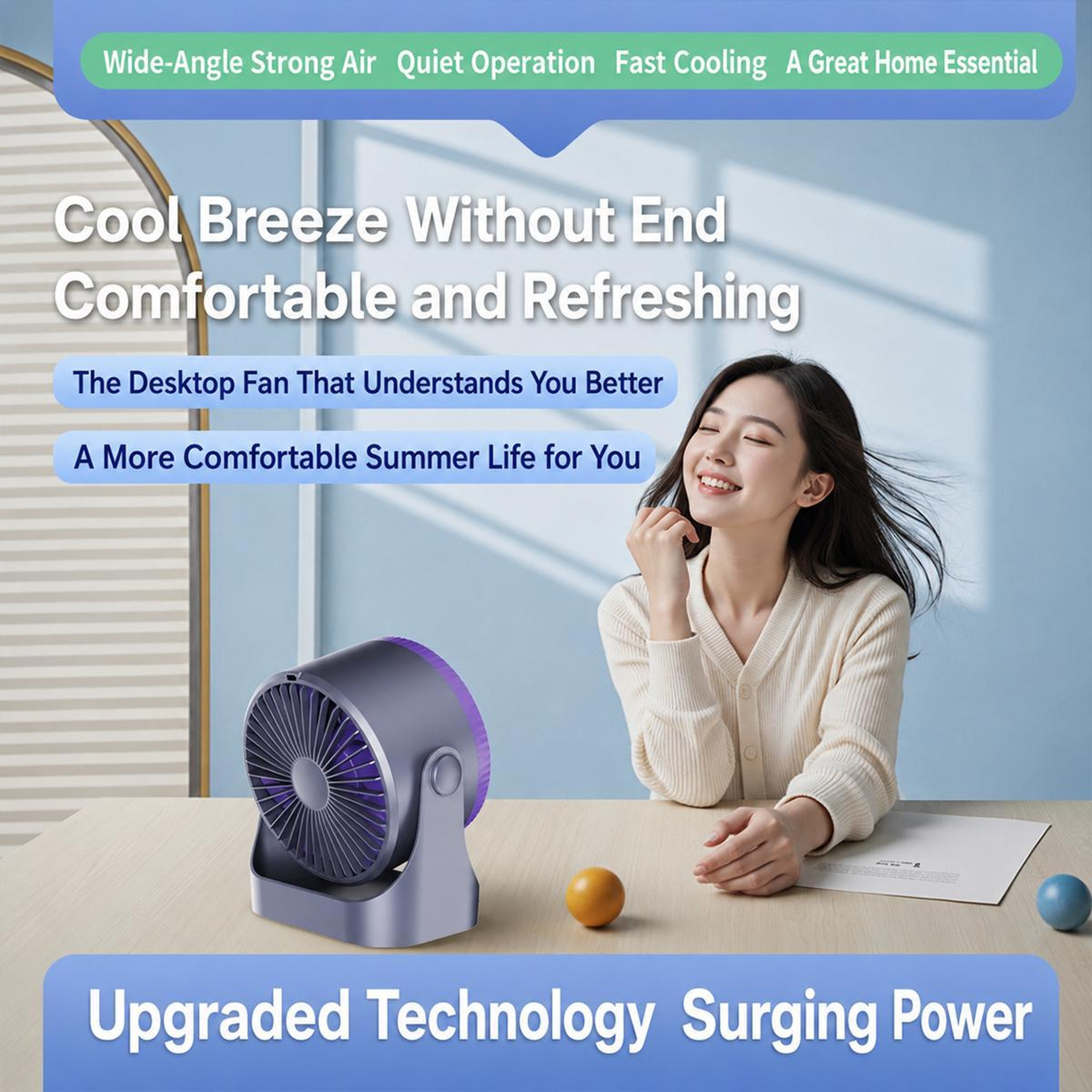 Dual Duct Desktop Circulating Fan With Digital Display  Stepless Speed Control 17