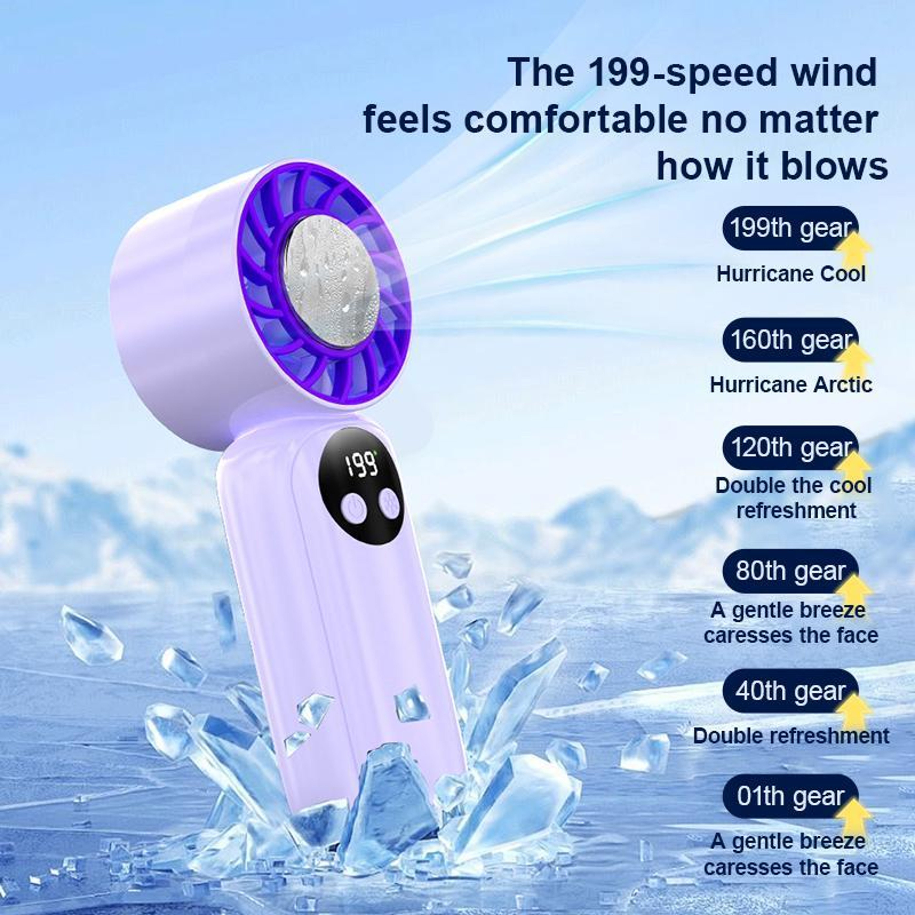 Mini Portable Handheld Cooling Fan with Ice Cooling Plate & Digital Display – view 5