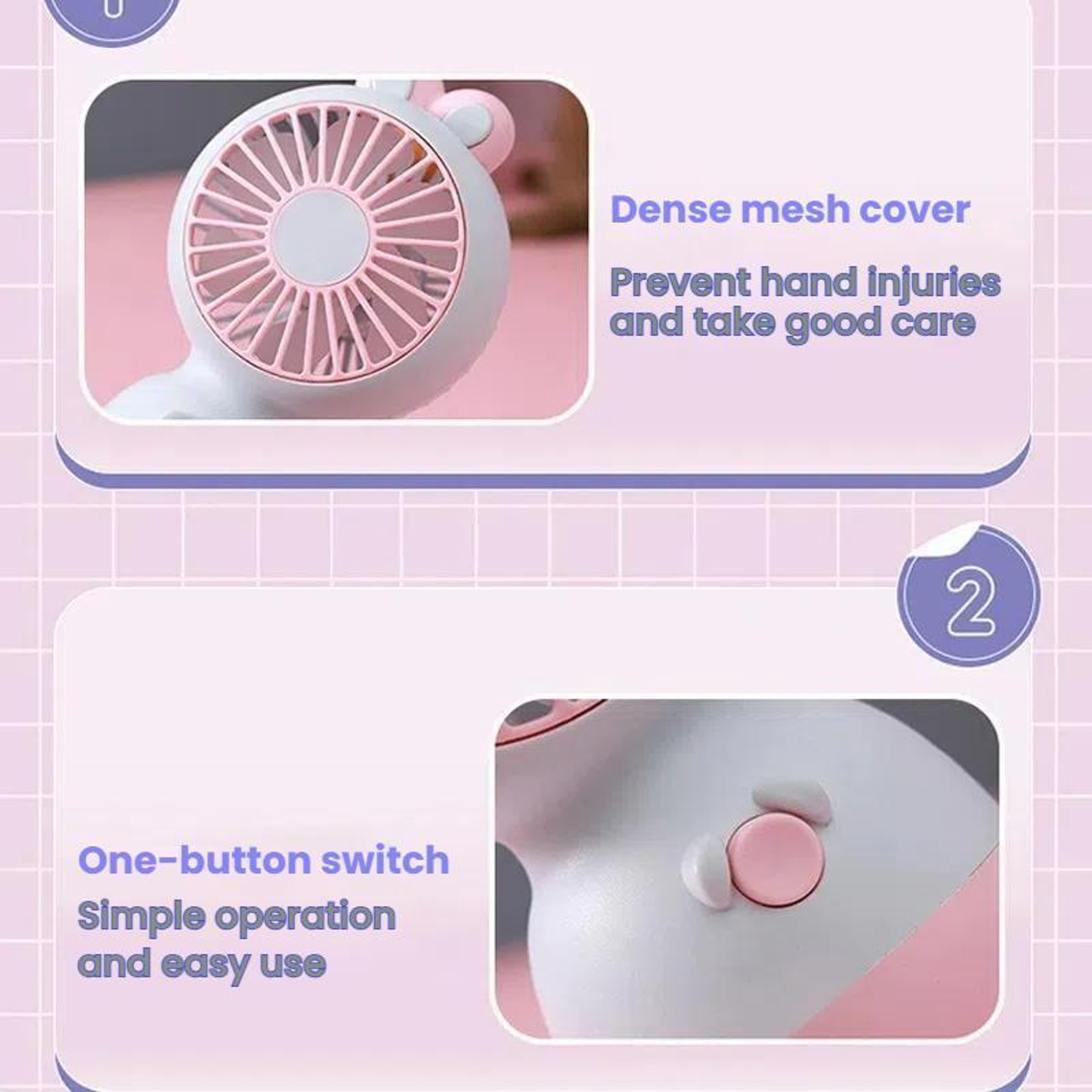 Cute Rabbit Rechargeable Mini Fan Portable Desktop  Handheld Cooling Fan For Kids 6