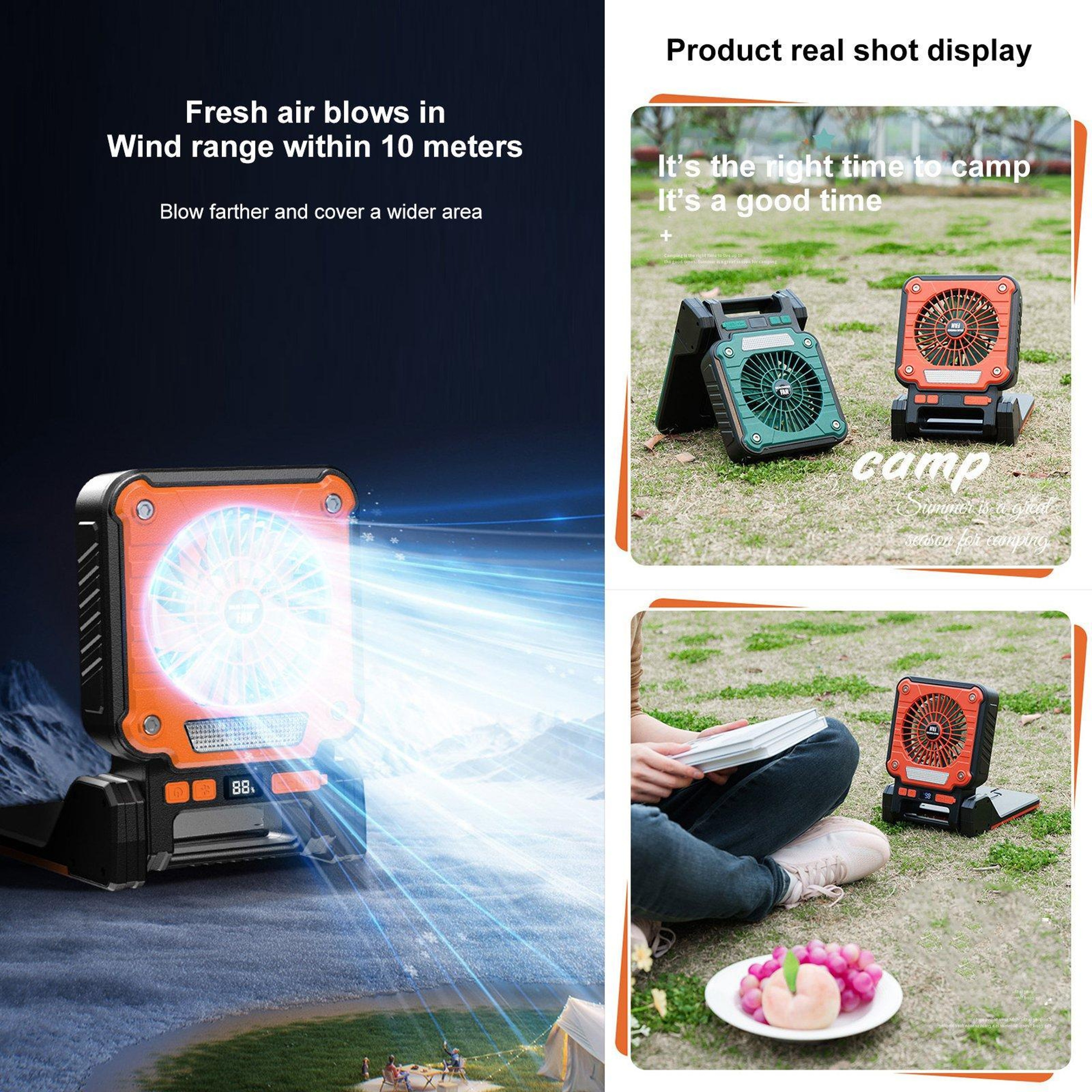 Solar Camping Fan Portable Camping Fan with USB Rechargeable LED Camping Lantern – view 9