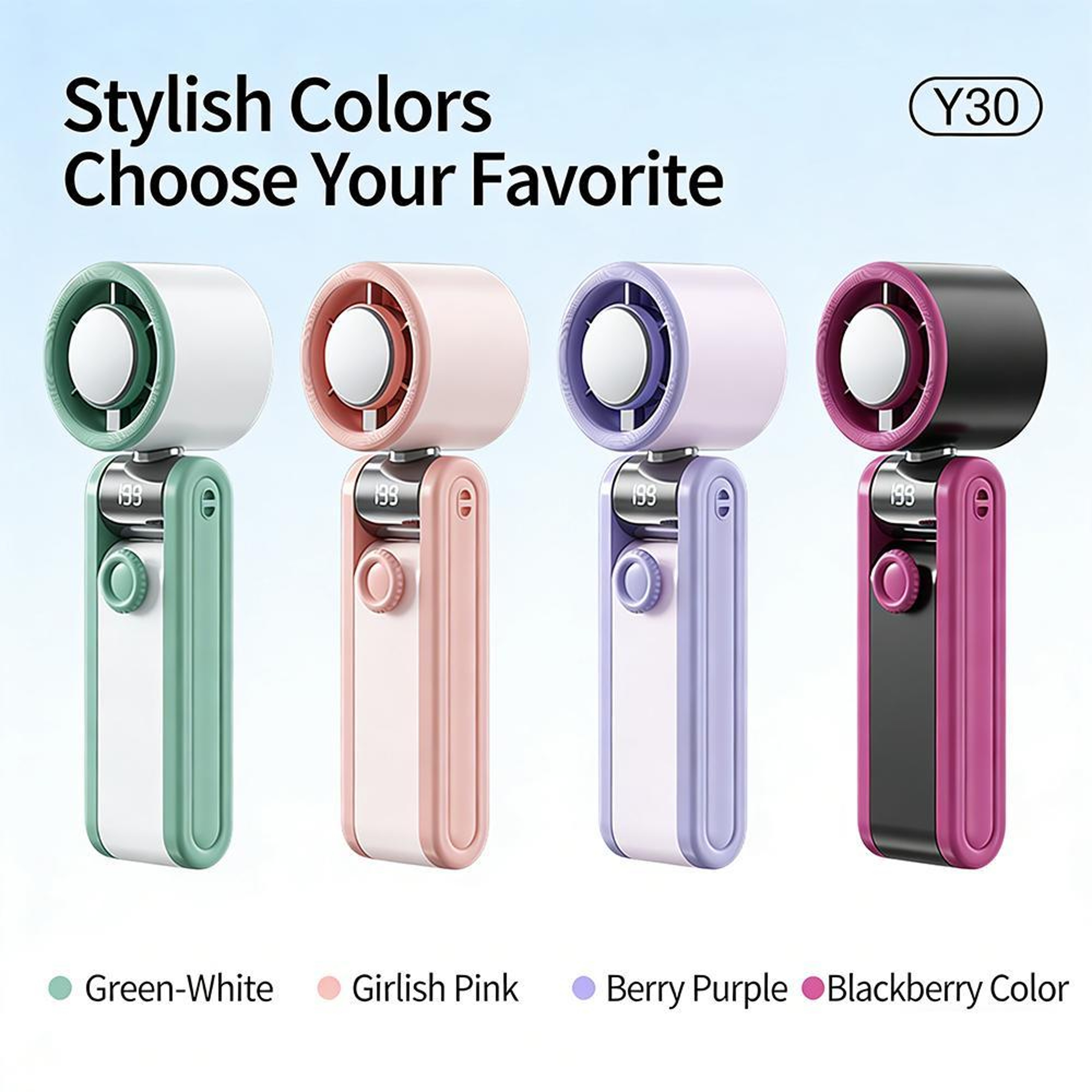 Portable Handheld Fan Digital Display Foldable Mini Cooling Fan Rechargeable Personal Fan – view 4