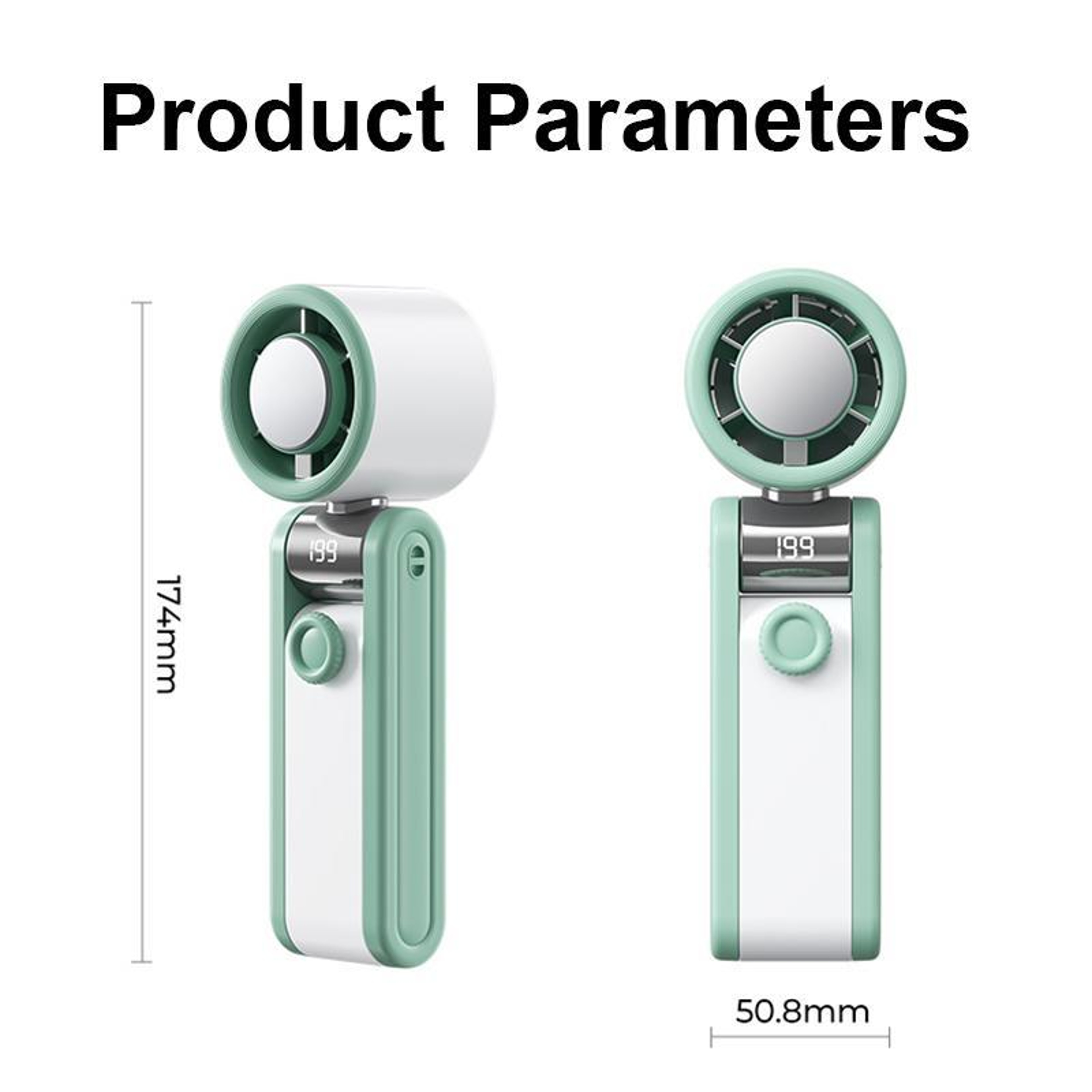 Portable Handheld Fan Digital Display Foldable Mini Cooling Fan Rechargeable Personal Fan – view 5