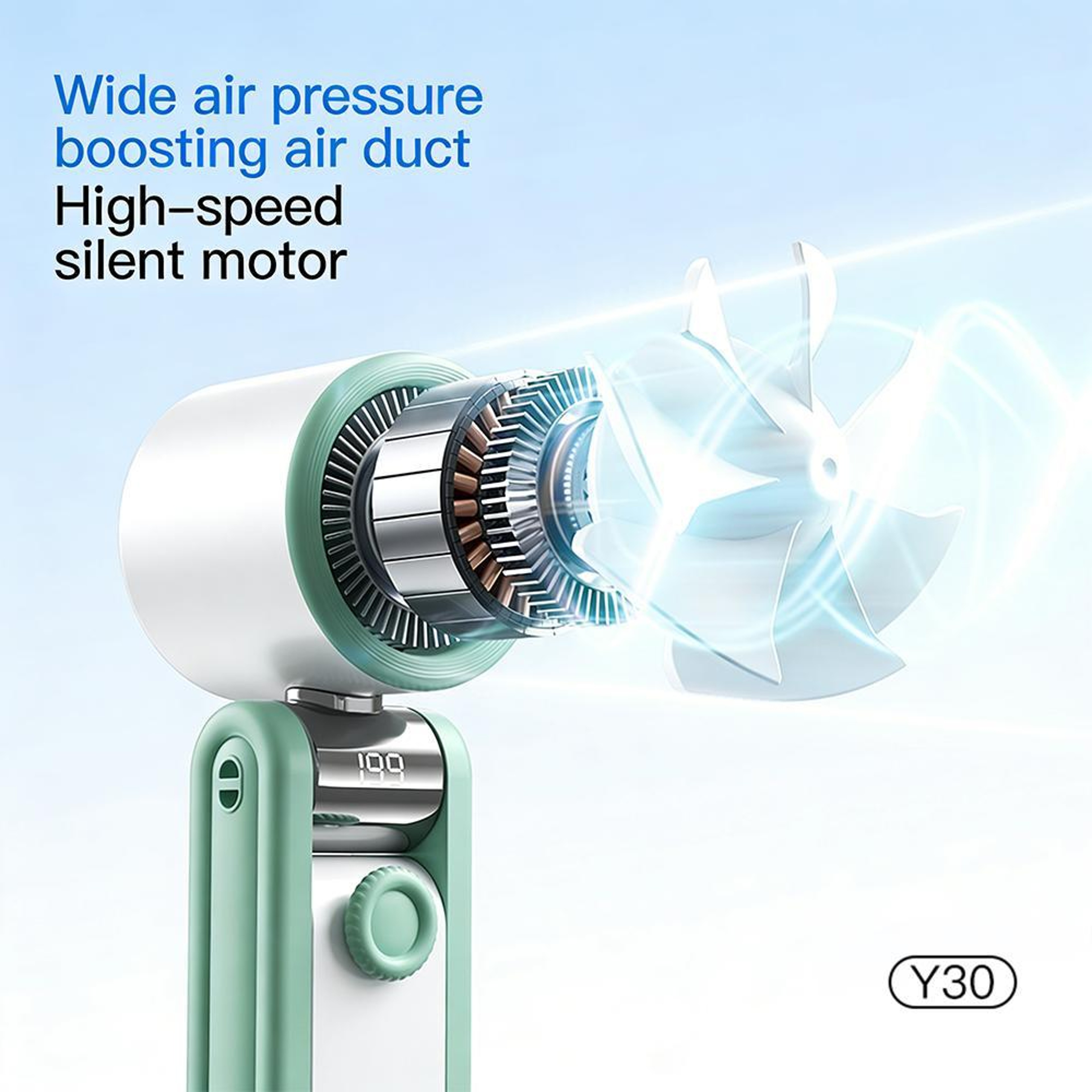 Portable Handheld Fan Digital Display Foldable Mini Cooling Fan Rechargeable Personal Fan – view 12