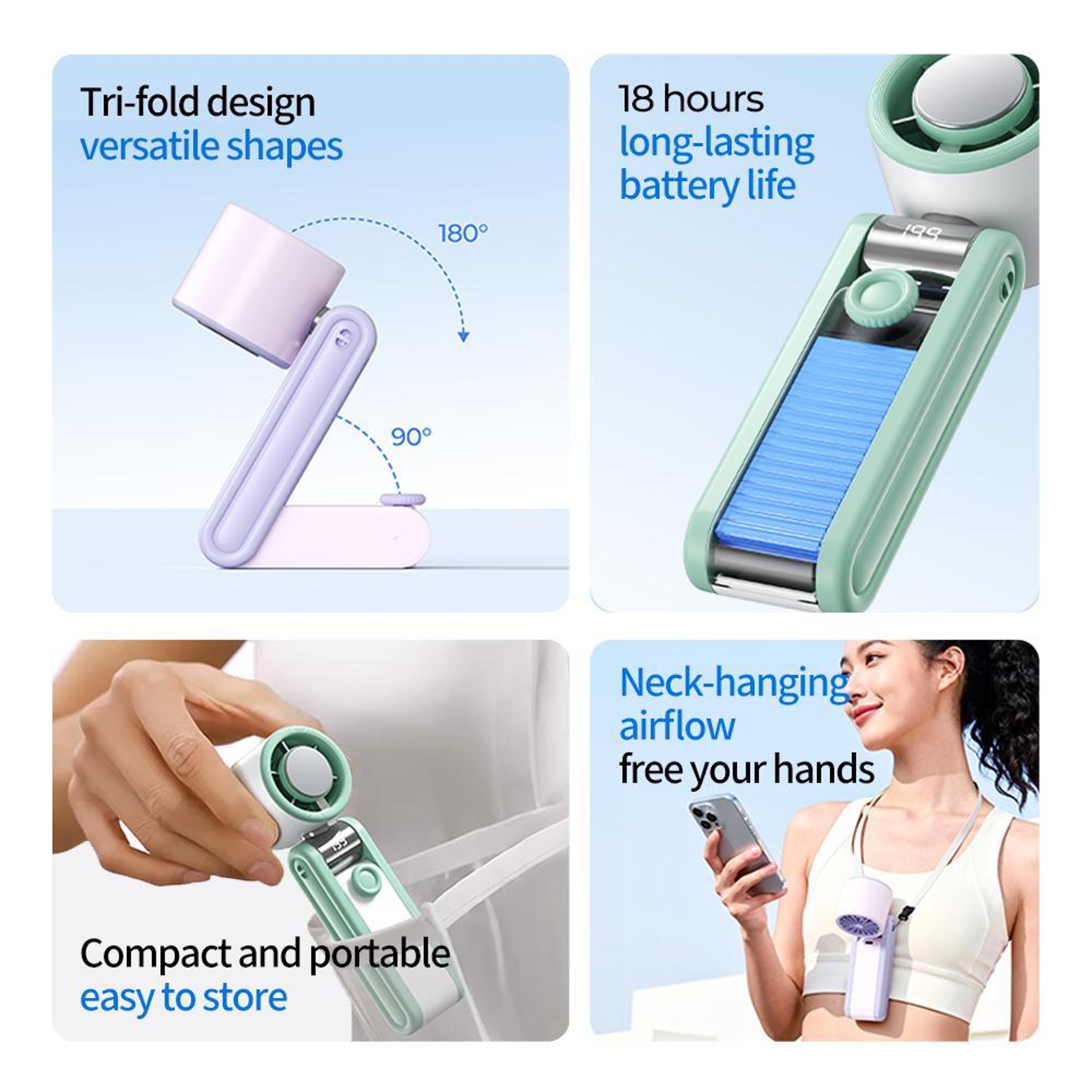 Portable Handheld Fan Digital Display Foldable Mini Cooling Fan Rechargeable Personal Fan – view 7