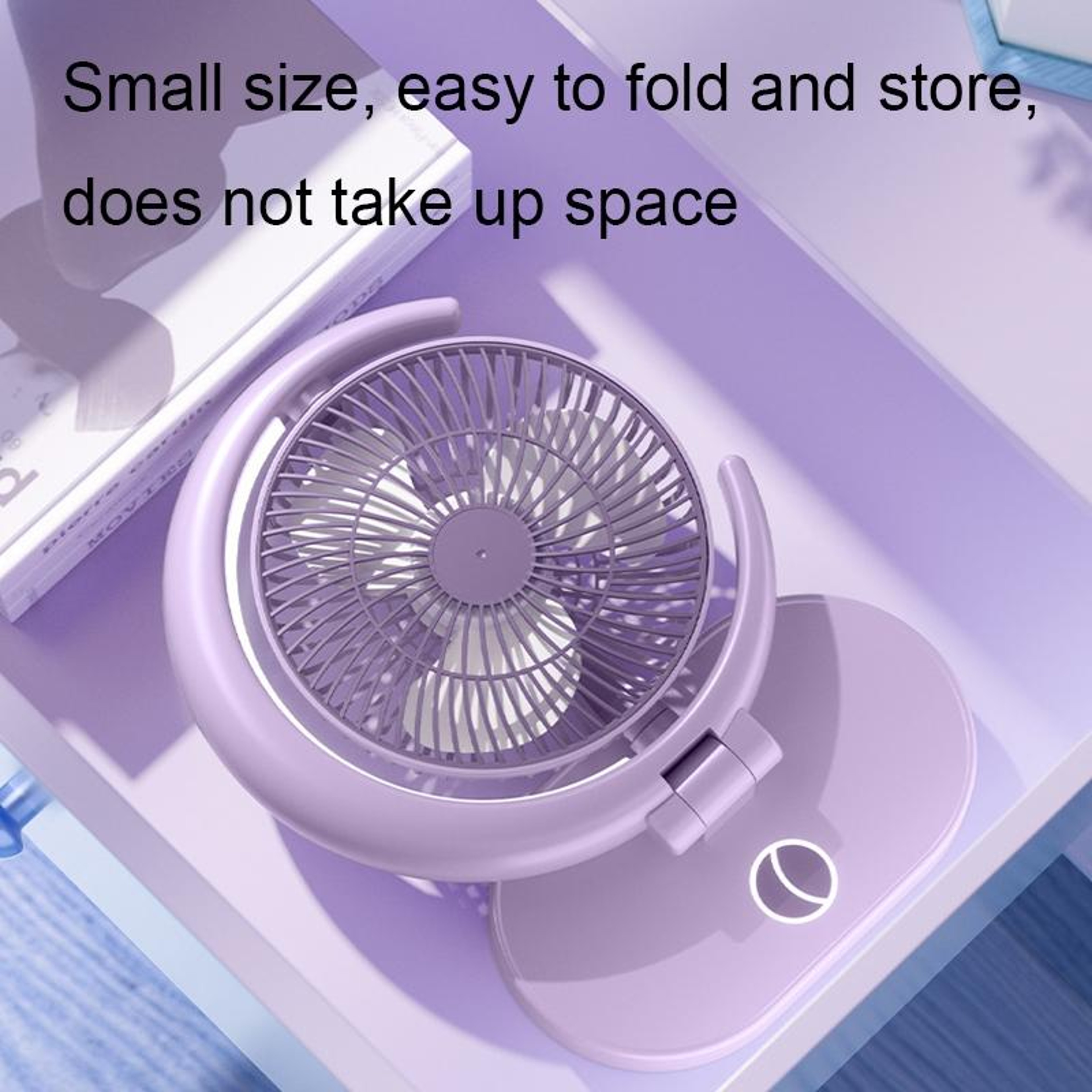 Mini USB Desk Fan Rechargeable Portable Desktop Fan with Rotating Head and Night Light – view 8