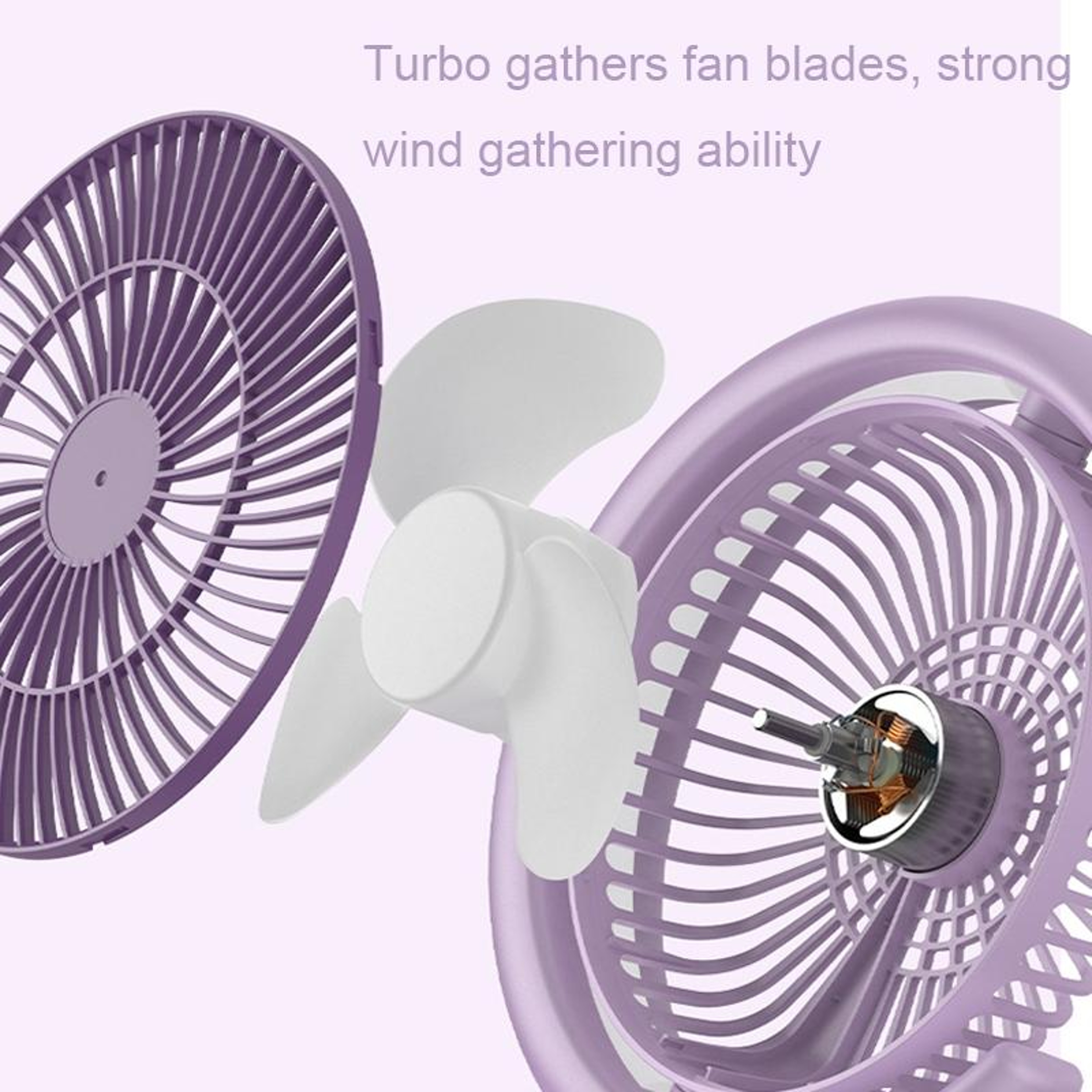 Mini USB Desk Fan Rechargeable Portable Desktop Fan with Rotating Head and Night Light – view 9