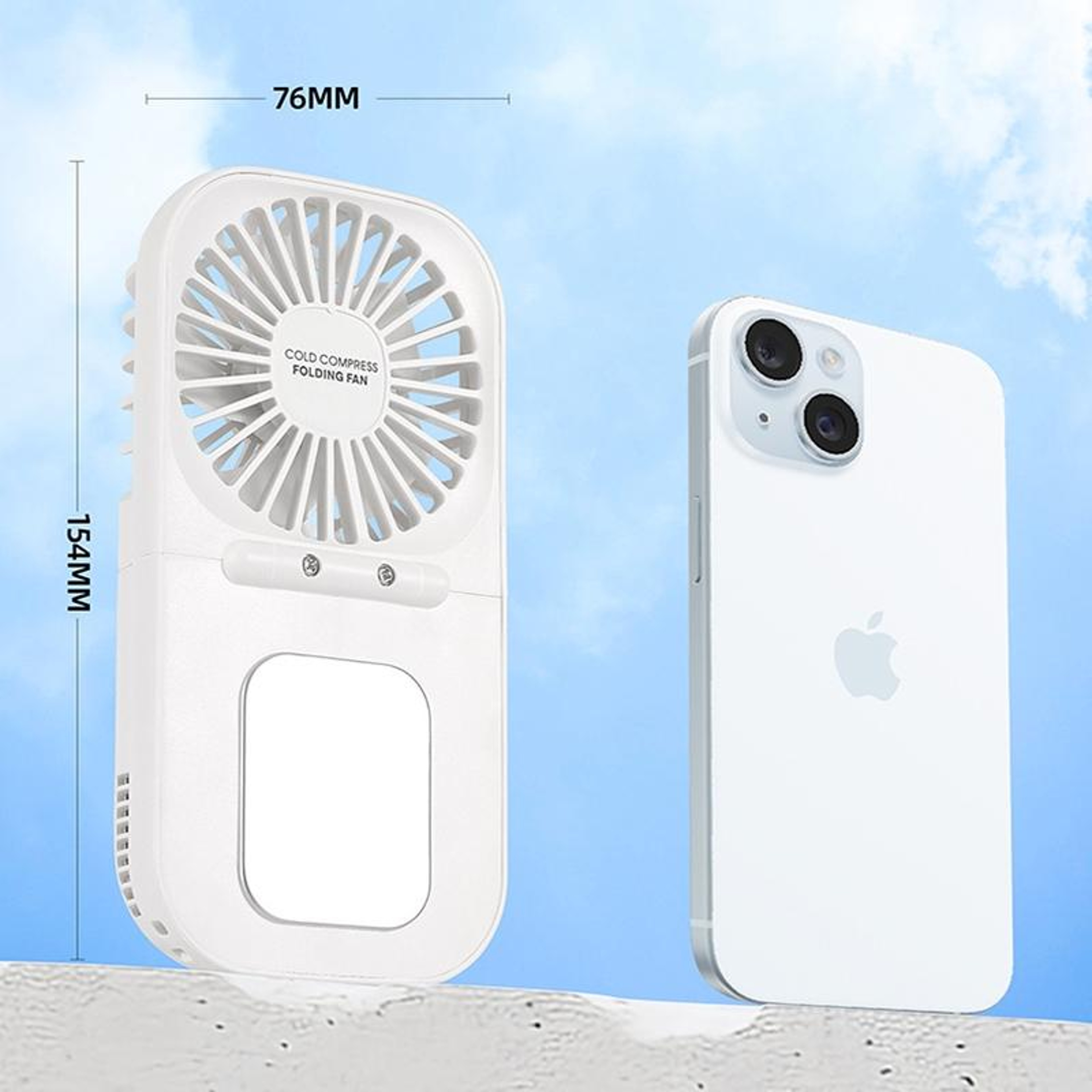 Portable Handheld Mini Fan with Cold Compress USB Rechargeable Folding Desktop Cooling Fan – view 5
