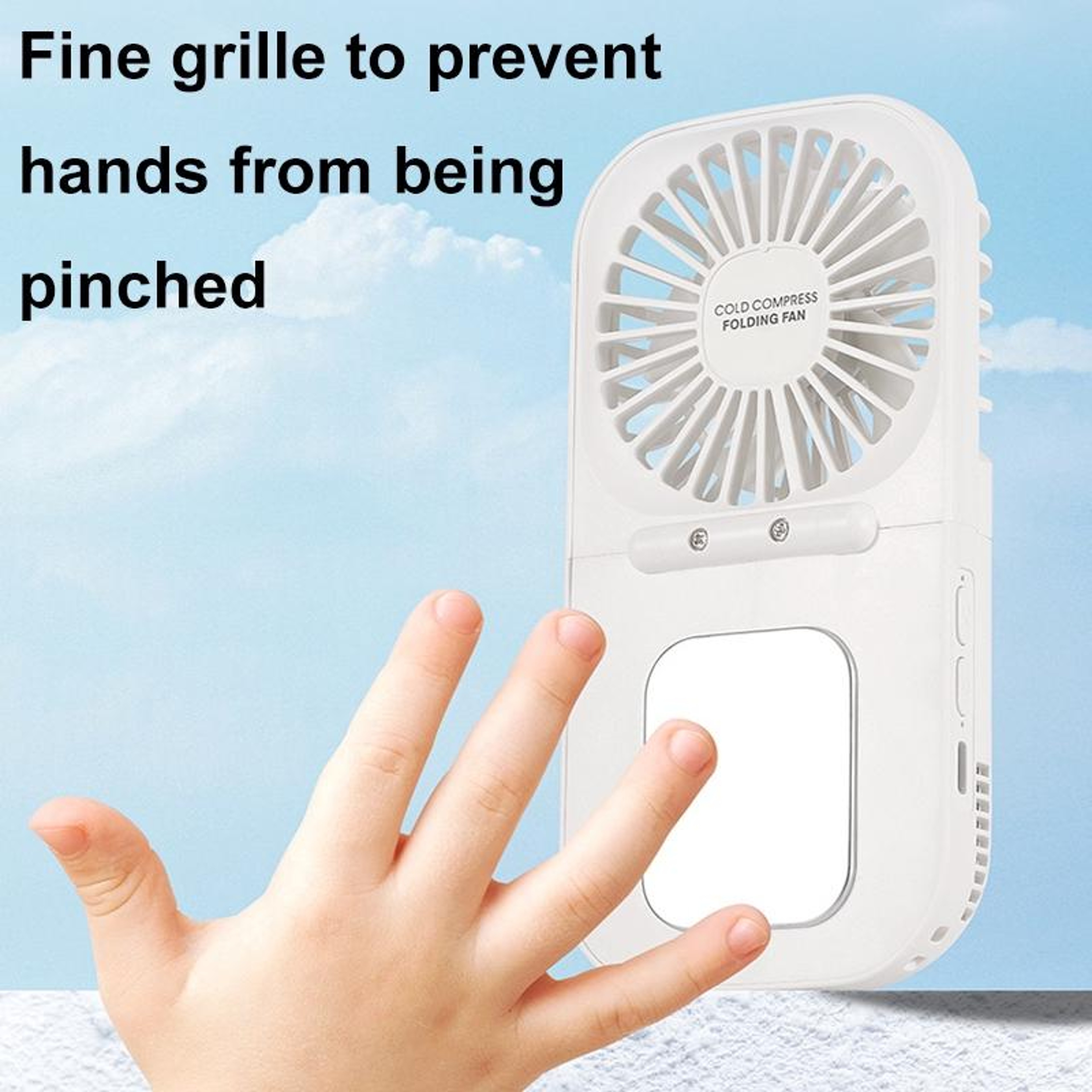 Portable Handheld Mini Fan with Cold Compress USB Rechargeable Folding Desktop Cooling Fan – view 7