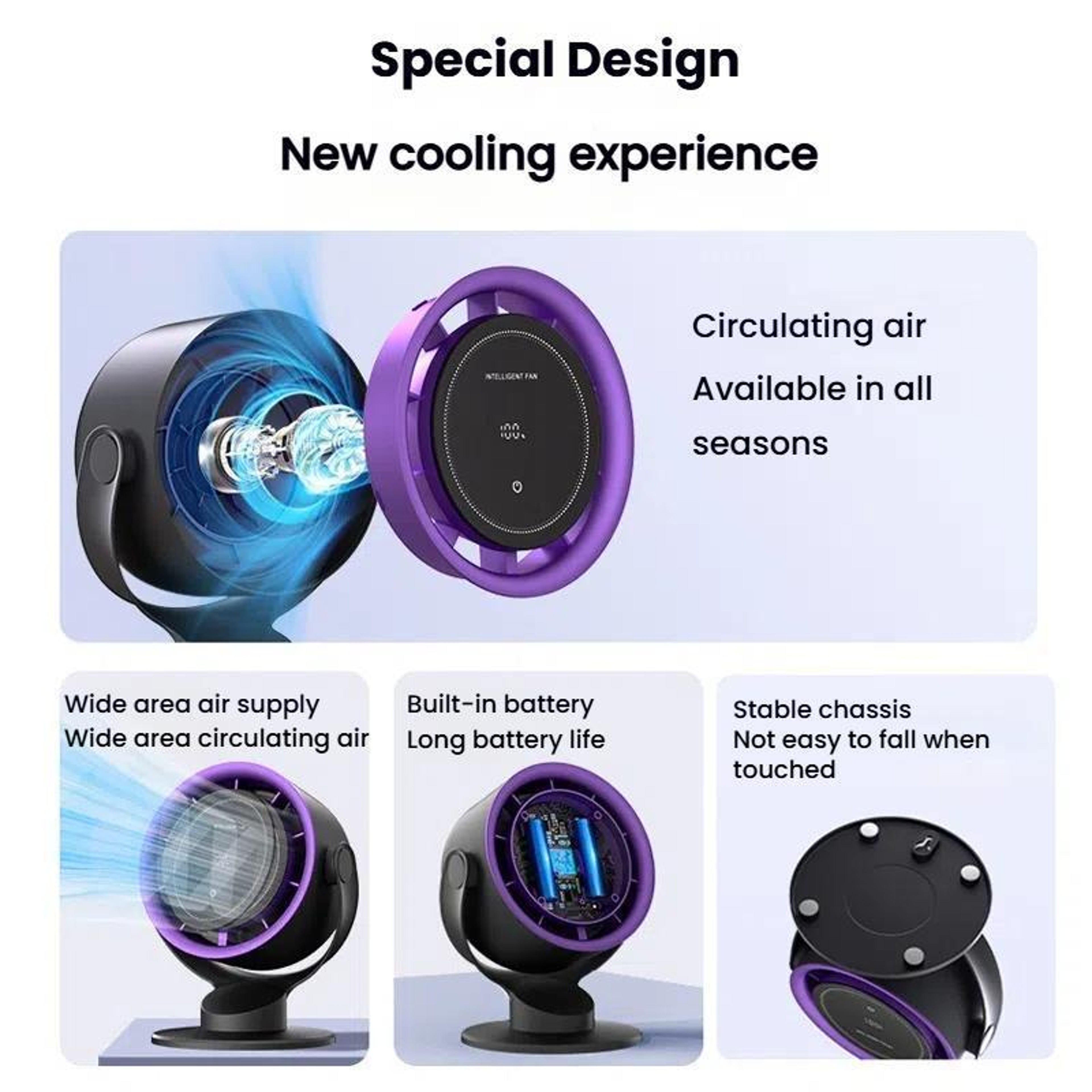 Rechargeable Desk Fan Wall Mount Fan USB Turbo Cooling Fan 8