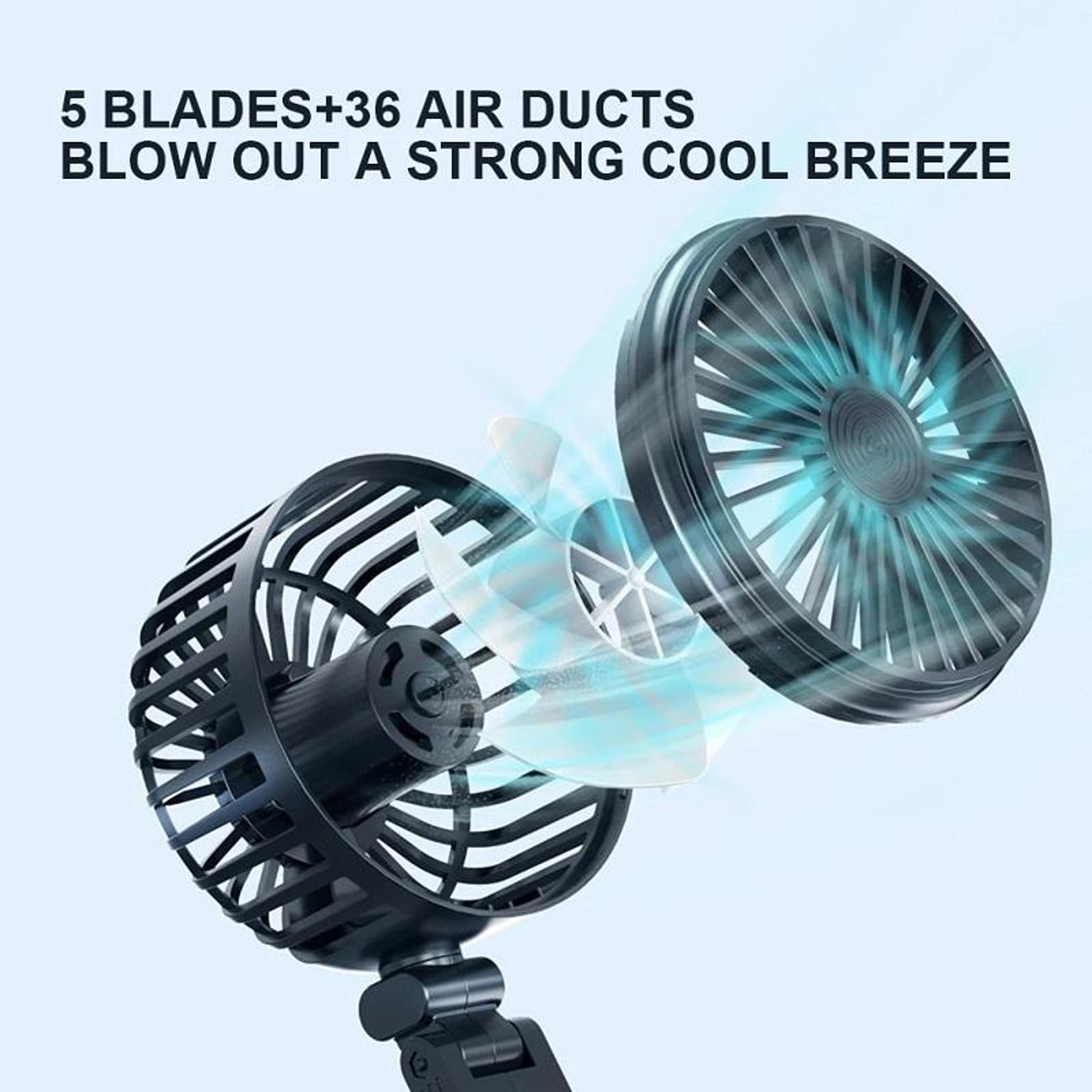 Dual Head USB Car Fan Adjustable Air Circulation Cooling Fan for Car Back Seat – view 4