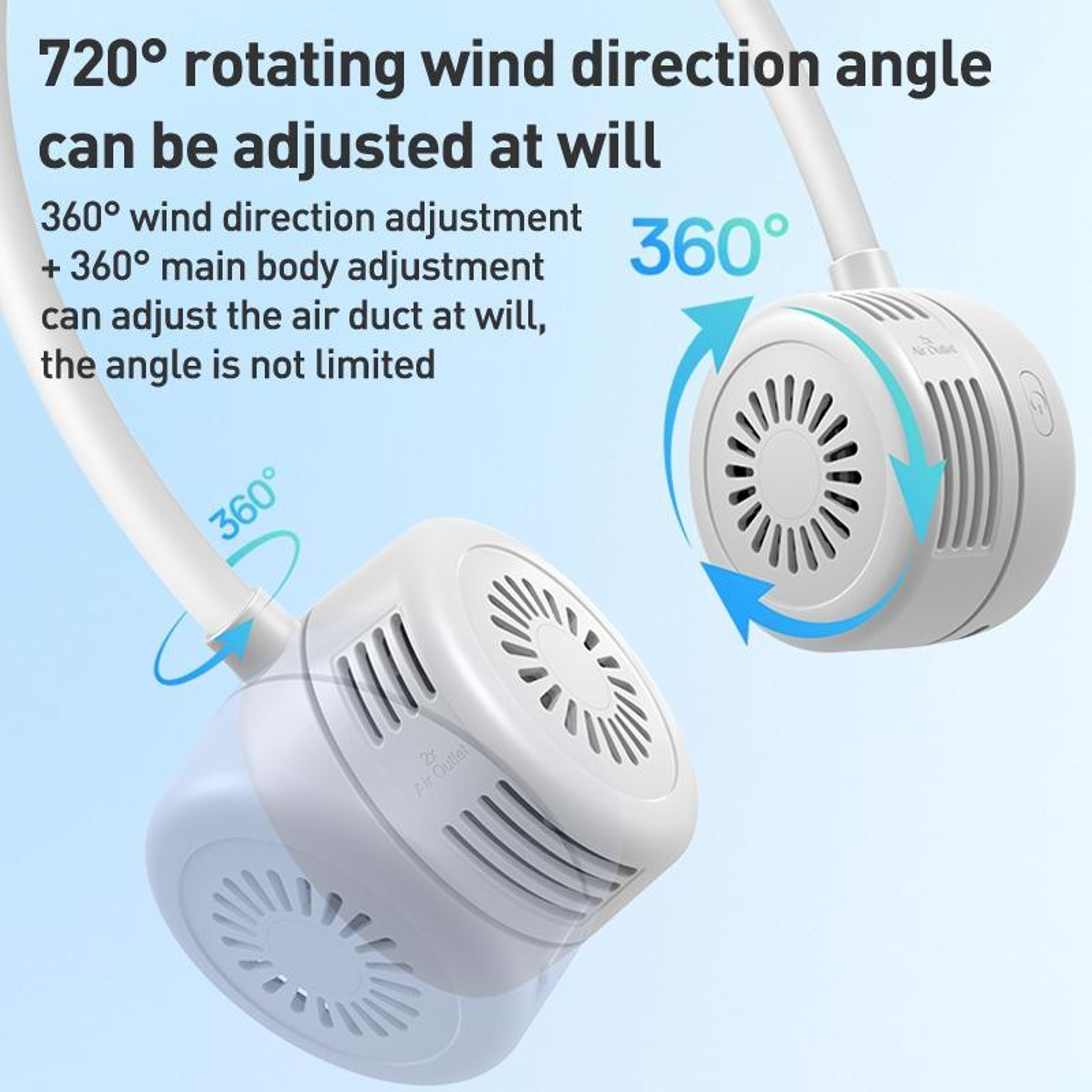 Portable Neck Fan Hands Free Wearable Fan With Speed Personal Cooling 8
