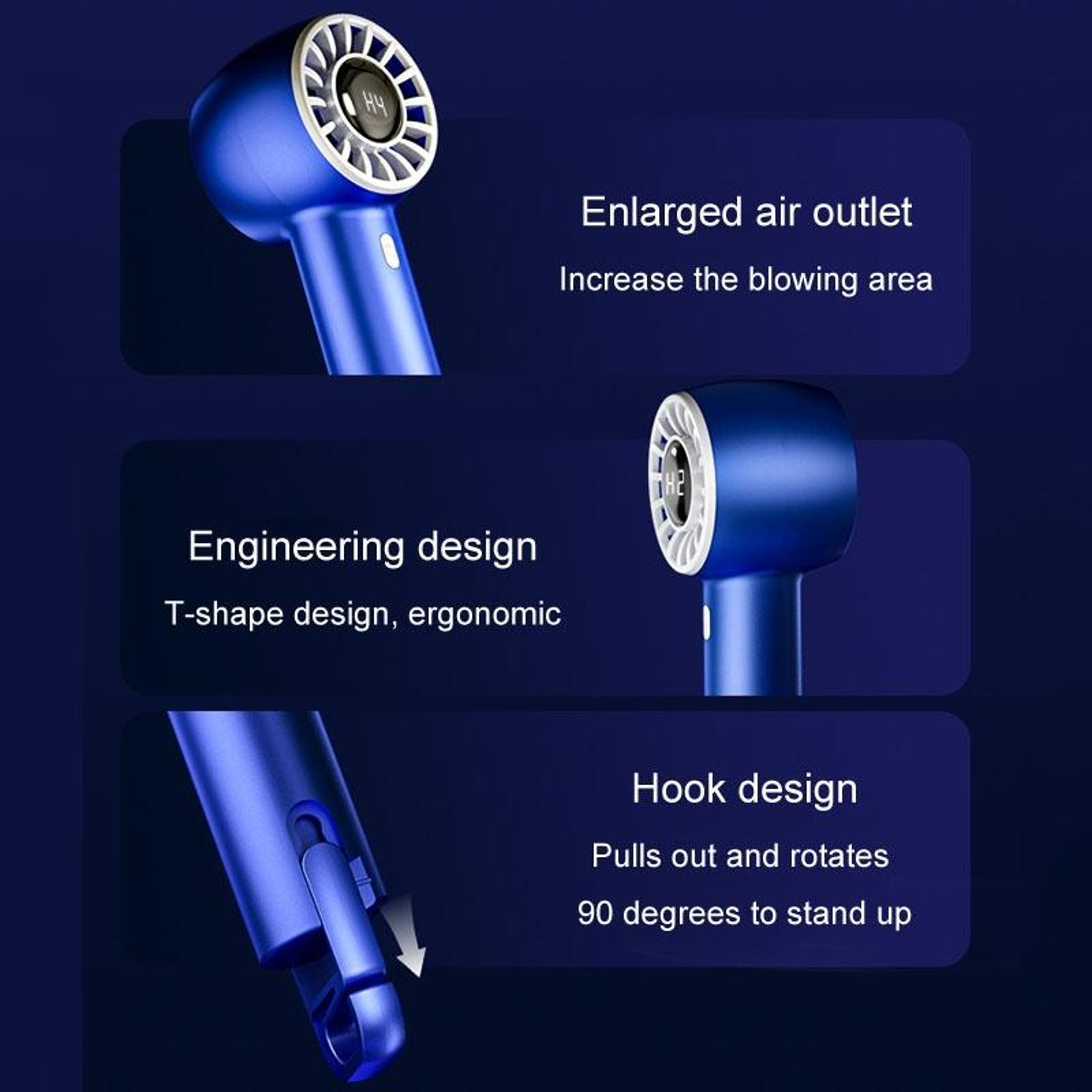Portable USB Handheld Turbo Fan With Digital Display Foldable Rechargeable Mini Fan 6