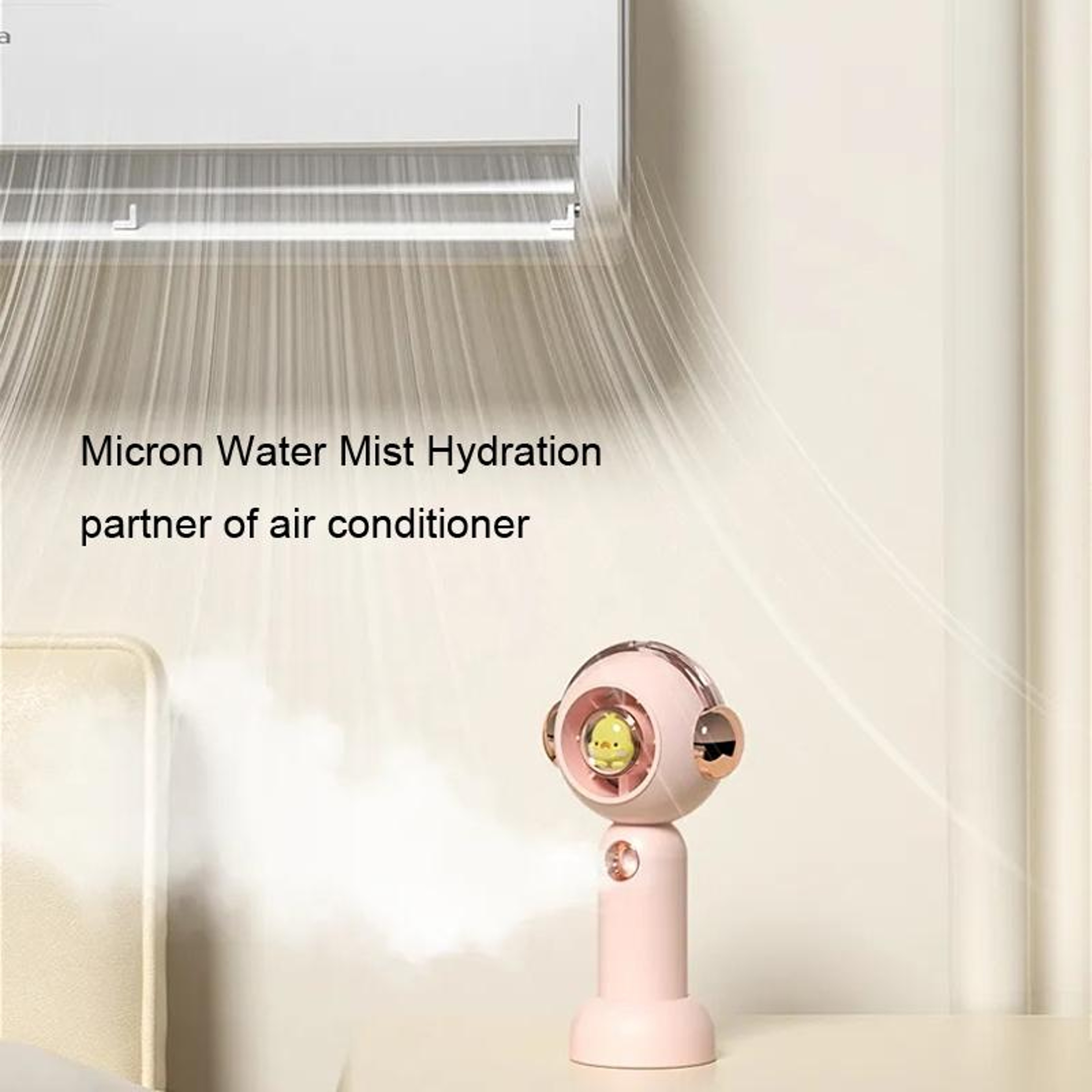 Bladeless Handheld Kids Misting Fan USB Rechargeable Portable Cooling Fan 2