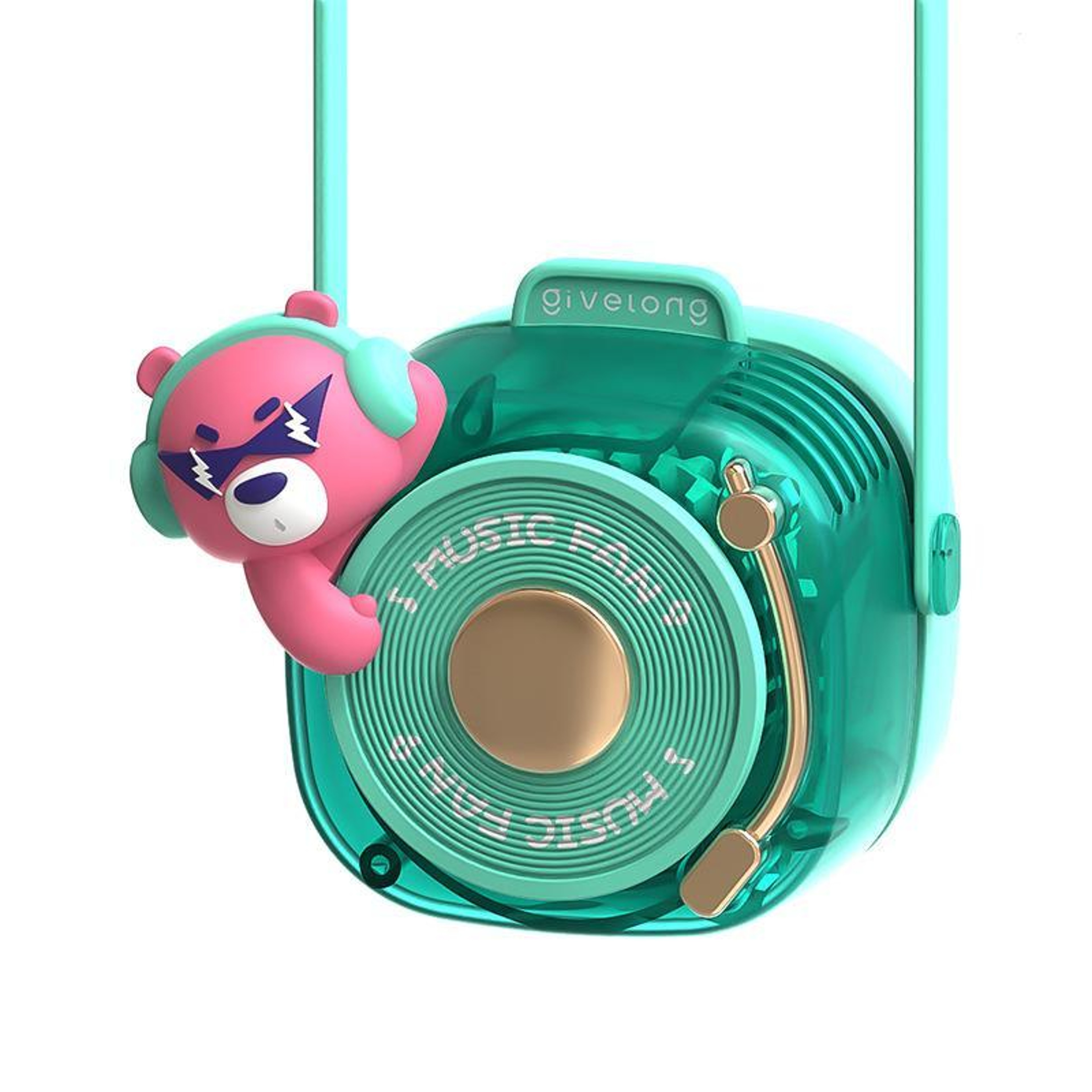 Givelong Portable Neck Fan USB Rechargeable Bladeless Neck Fan With Cute DJ Lanyard Design 14