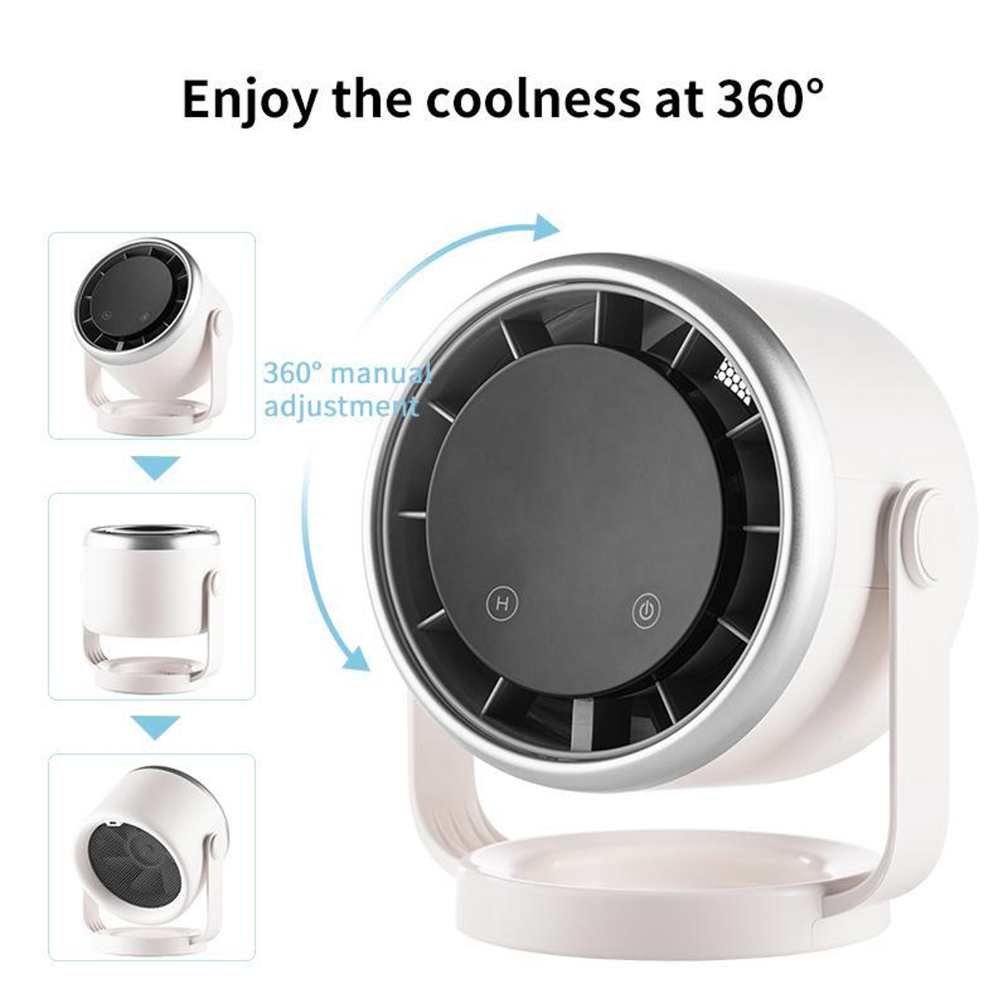Desktop Air Circulation Fan with Timer, Speed Rechargeable Desk Fan and Digital Display – view 2