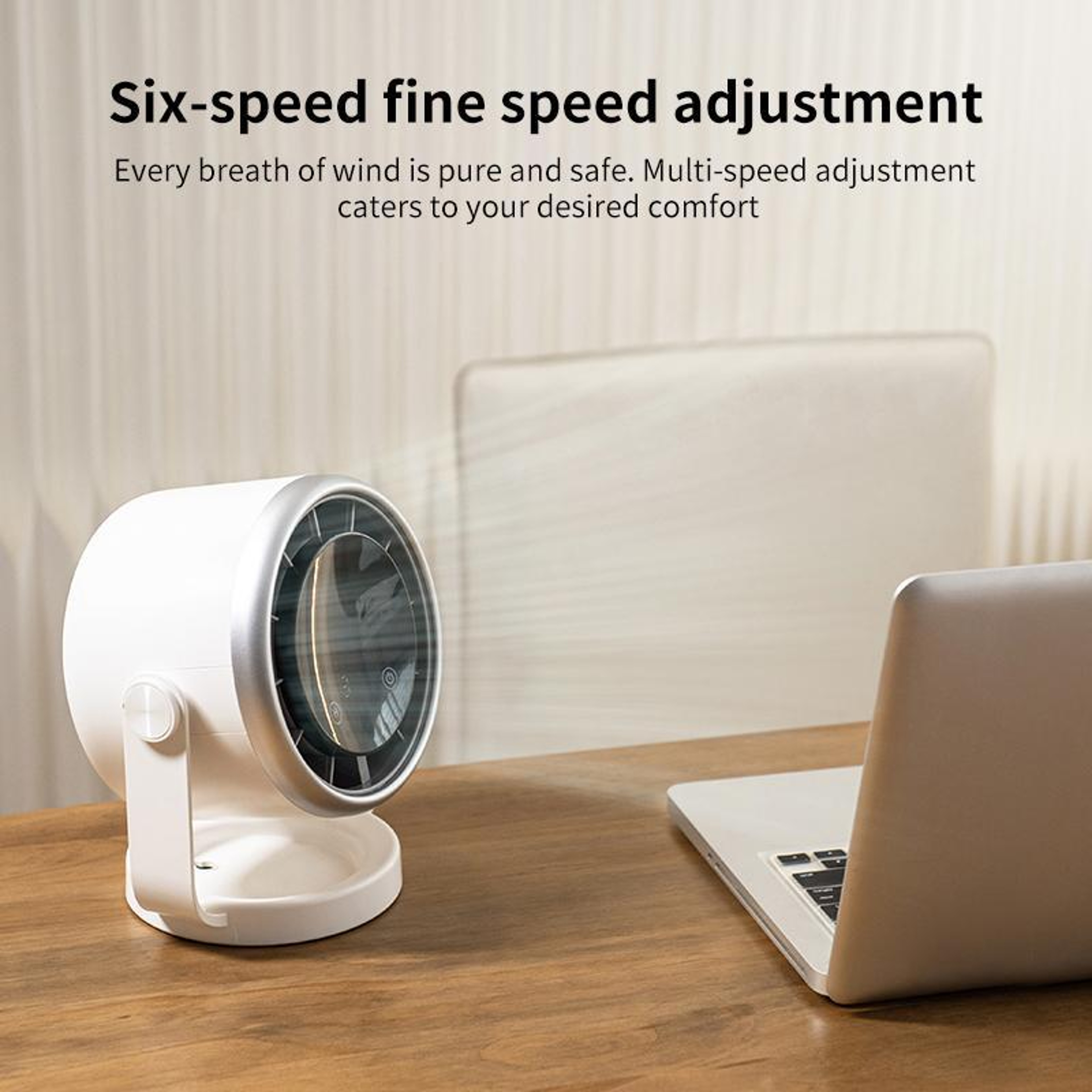 Desktop Air Circulation Fan with Timer, Speed Rechargeable Desk Fan and Digital Display – view 3