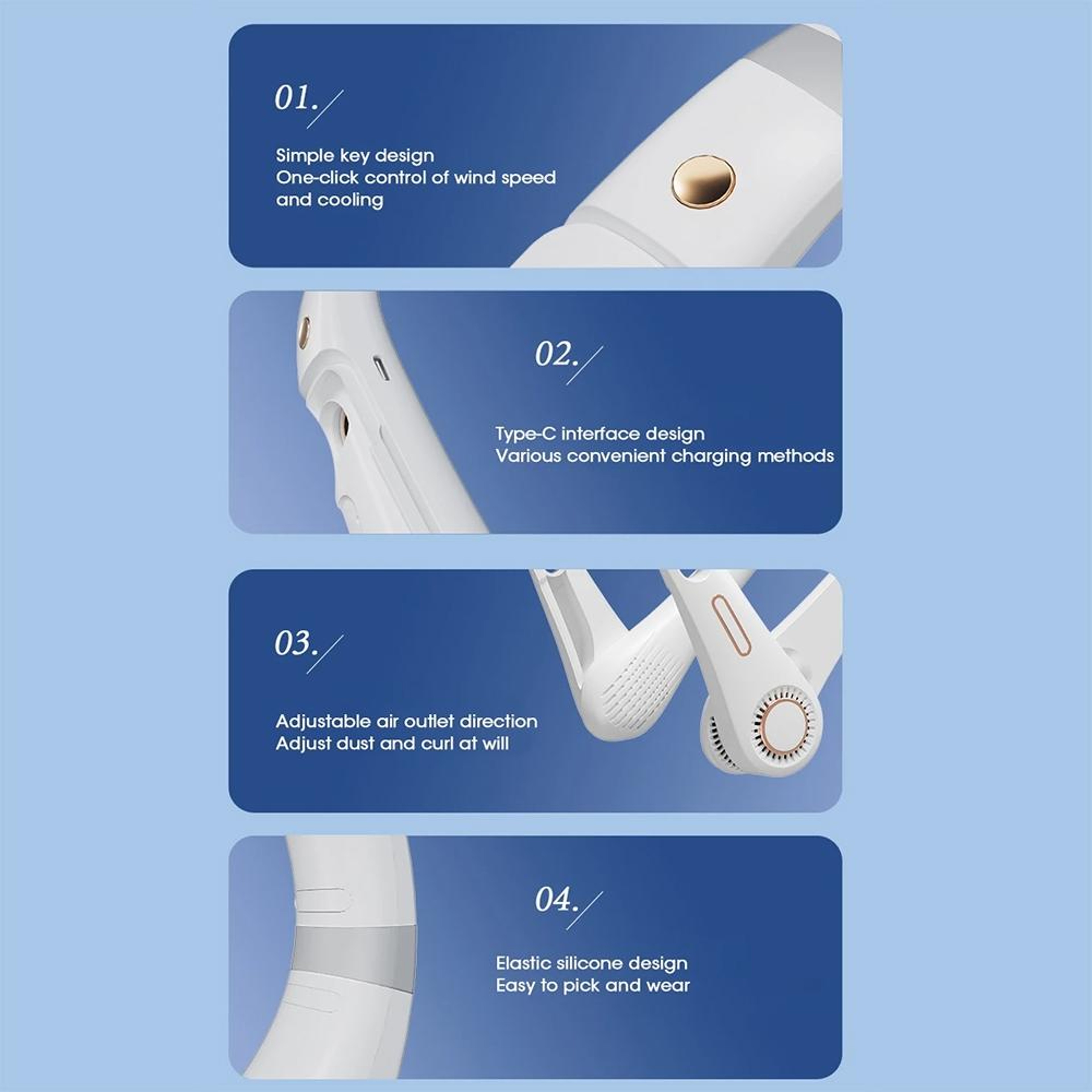Bladeless Neck Fan USB Rechargeable Portable Neck Fan With Digital Display And Speed Cooling 9