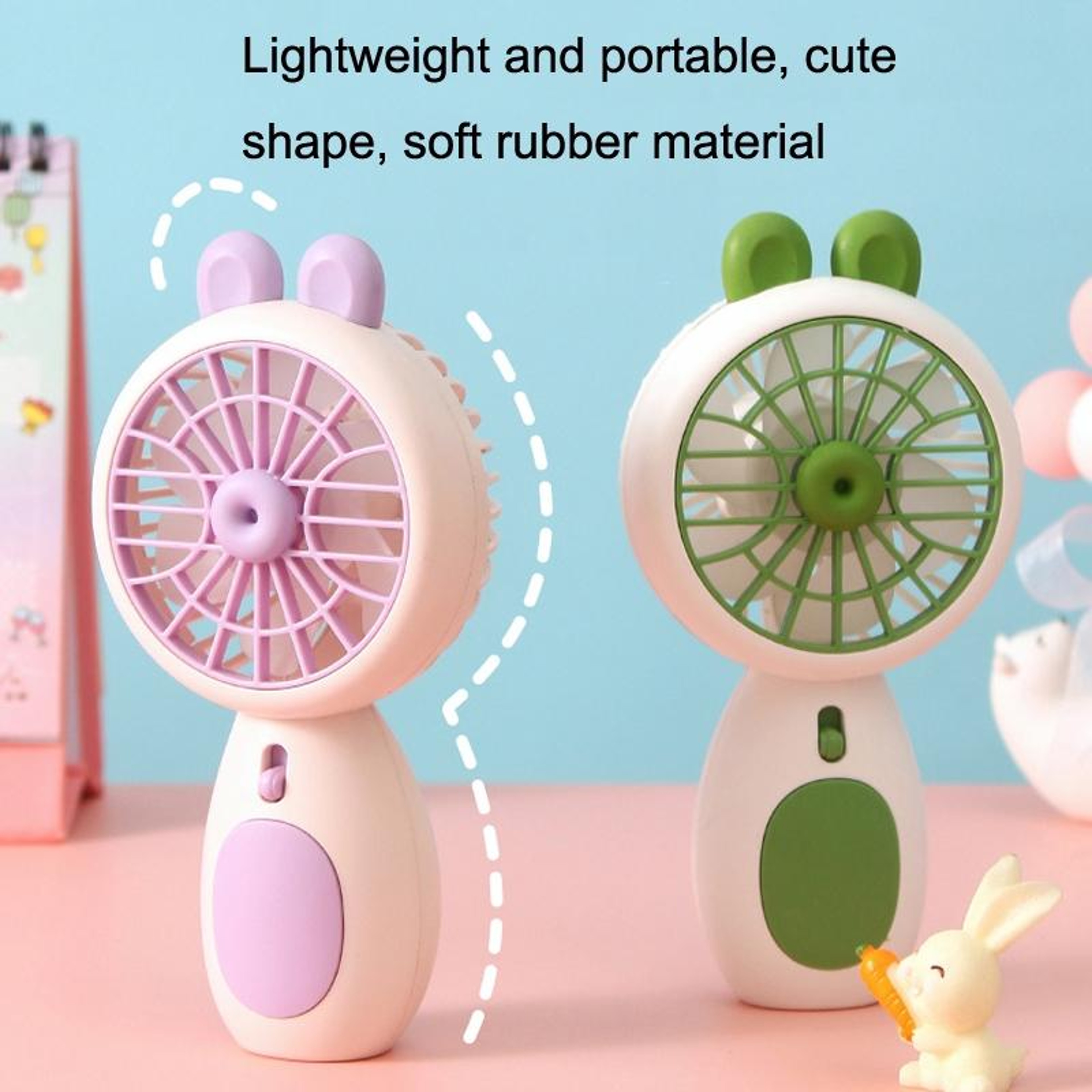 Portable USB Fan Rechargeable Handheld Mini Fan With LED Night Light For Travel Camping Office 4