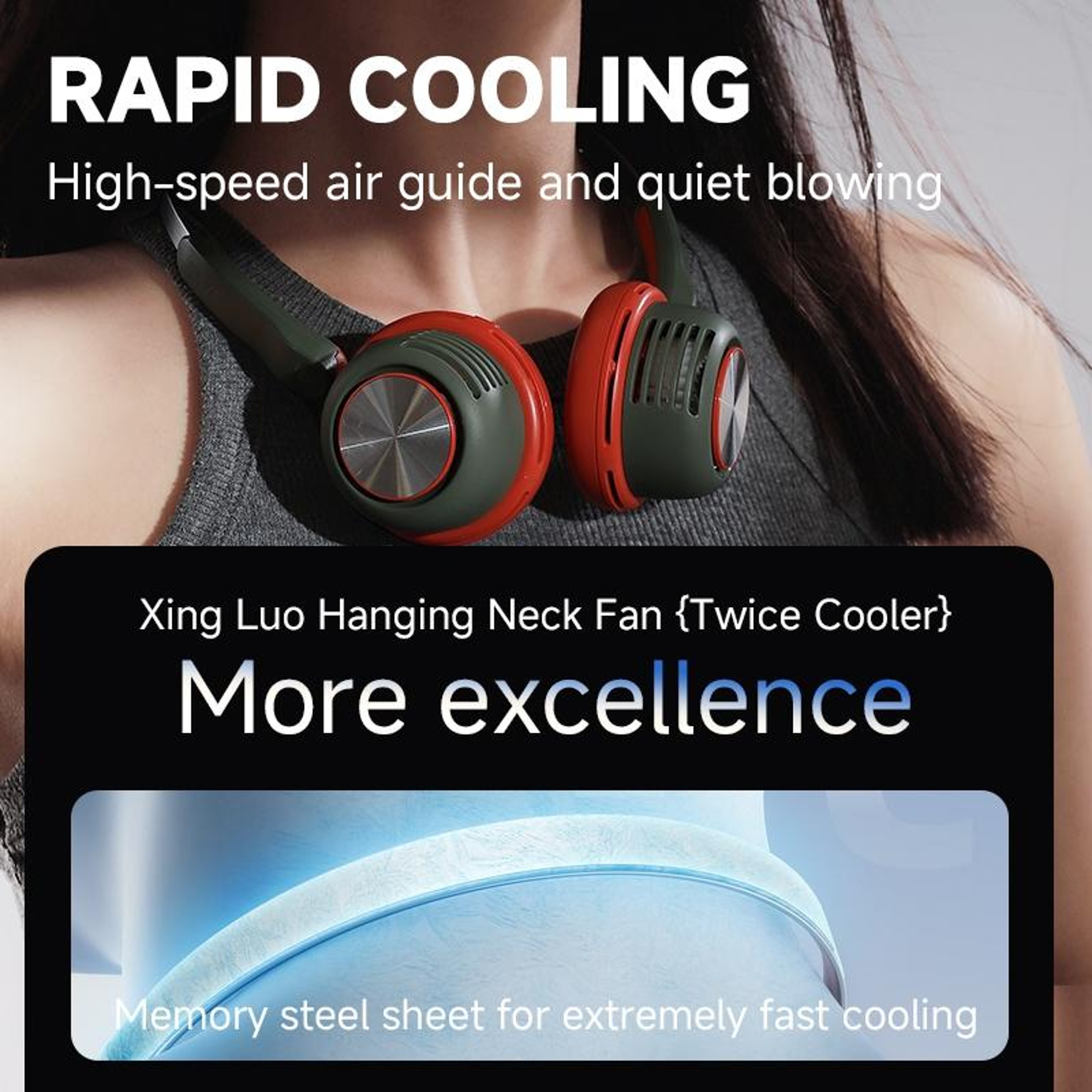 Portable Neck Fan USB Rechargeable Hands Free Fan With Speed Cooling 4