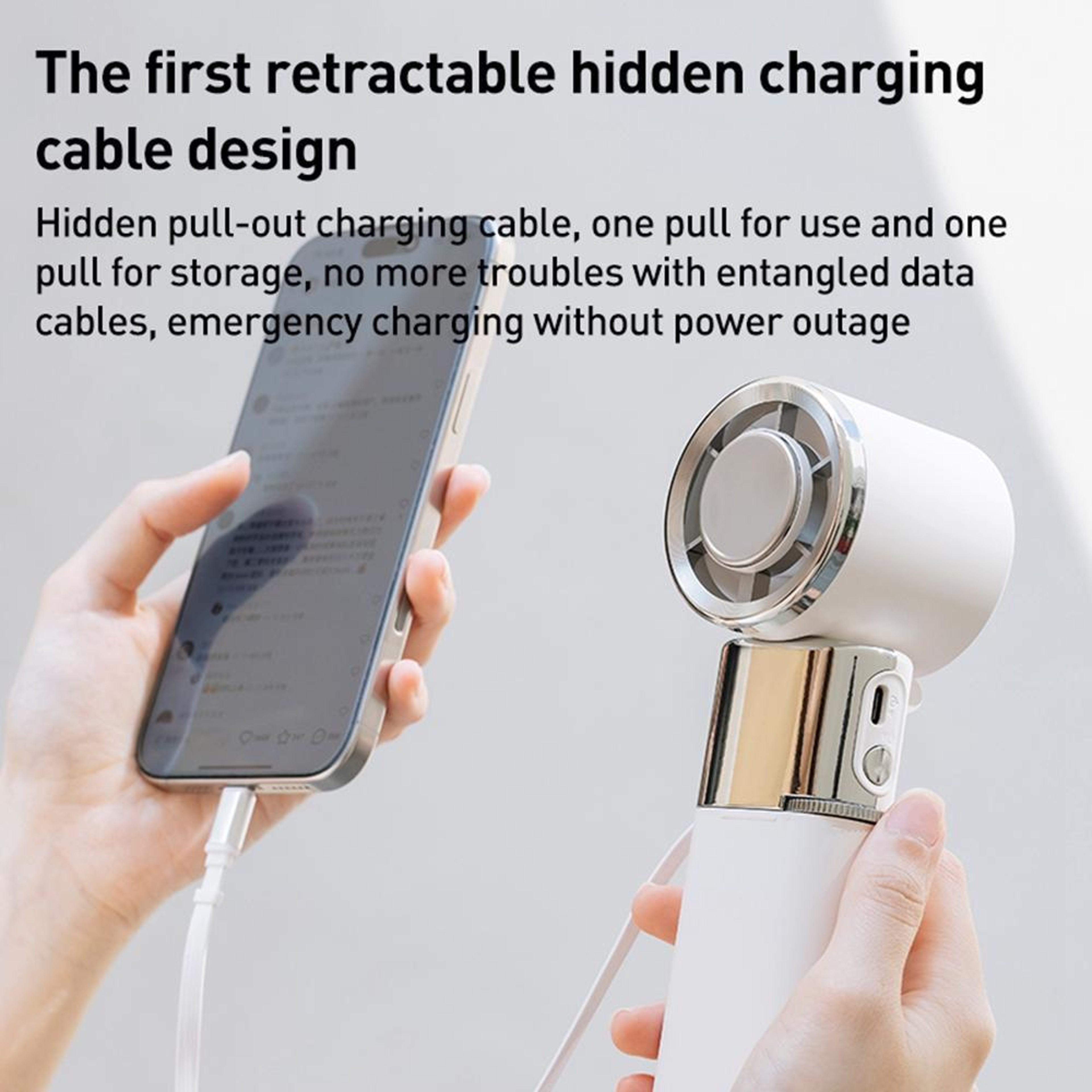 Portable Handheld Fan with Ice Cooling Fan and Retractable USB-C Cable – view 4