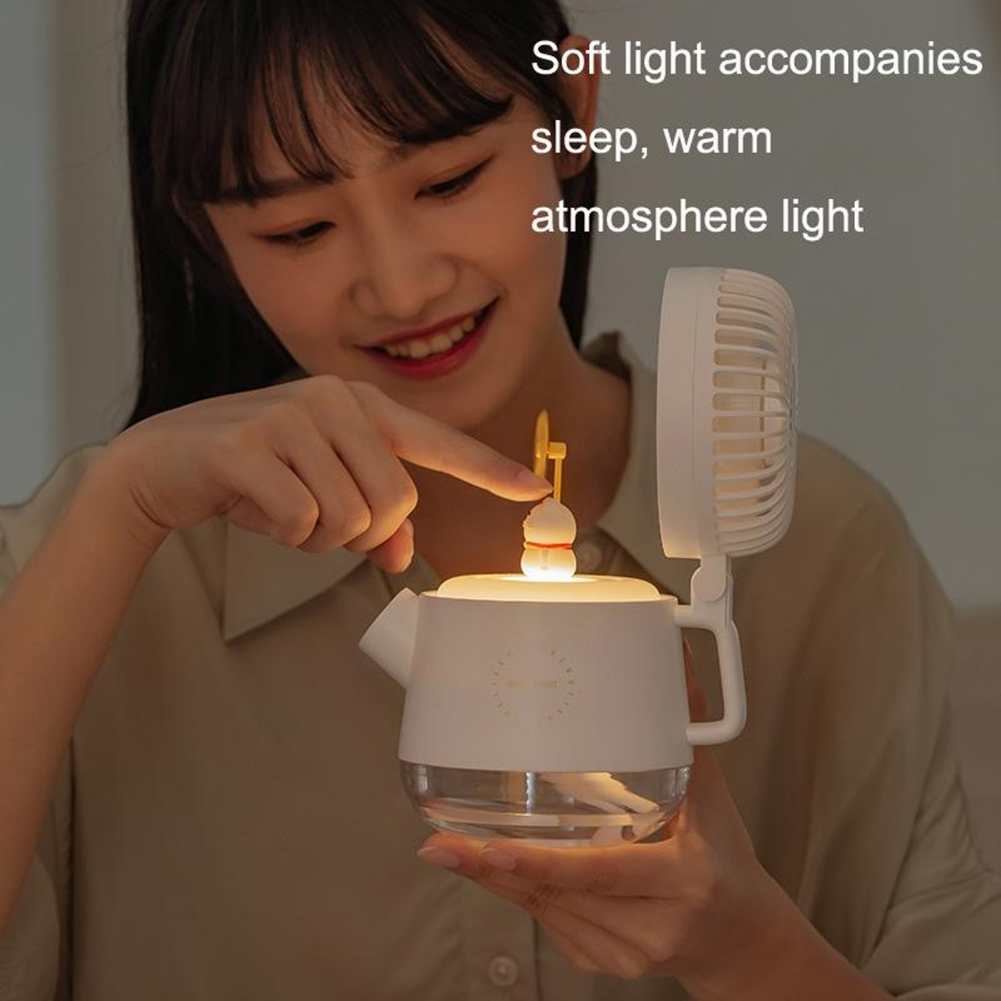 Cute Pet USB Desk Fan With Mist Spray Humidifier And Night Light Portable Cooling Fan 5