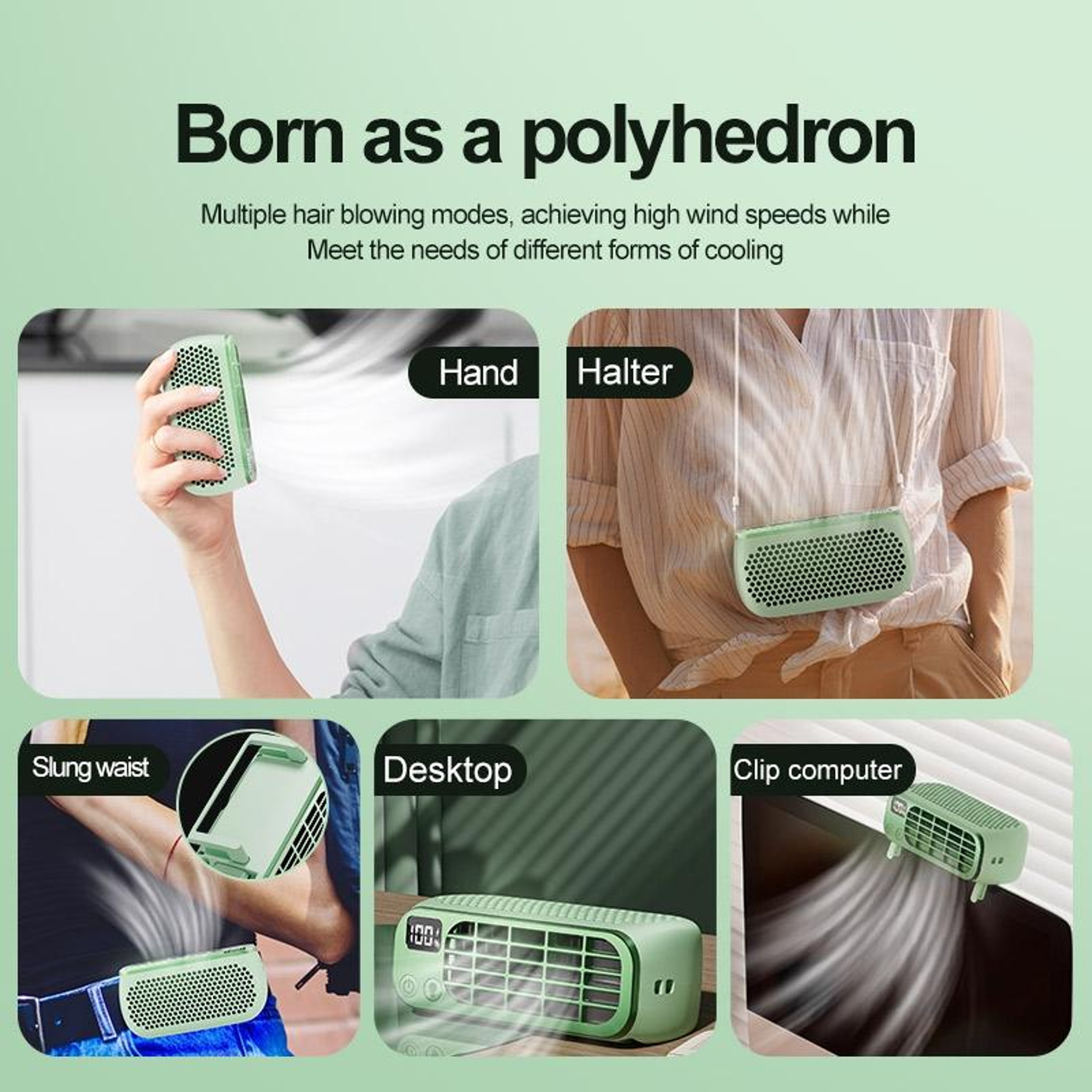 Portable Bladeless Fan with Digital Display USB Rechargeable Mini Cooling Fan and Night Light – view 12