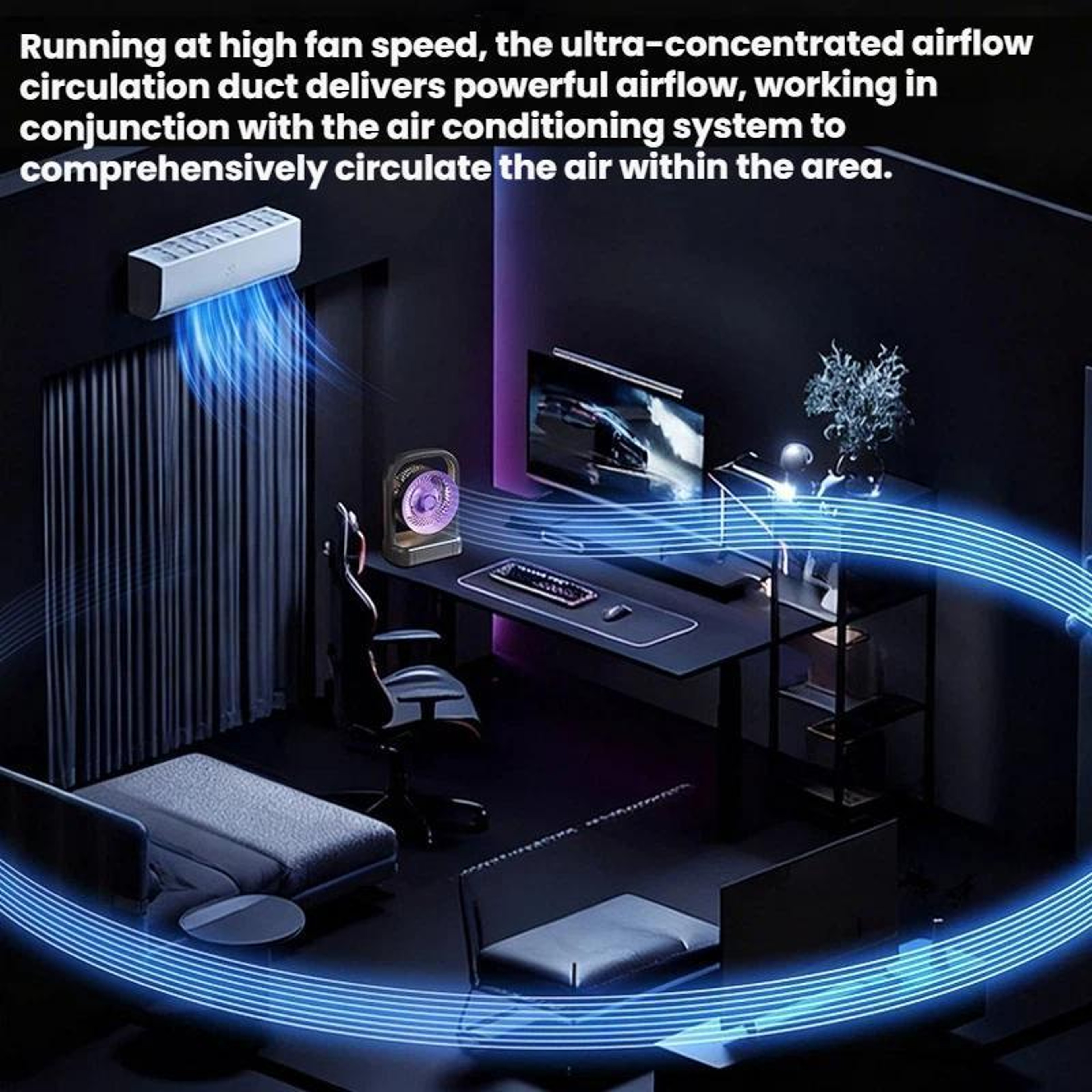 Desktop Wall Mounted Air Circulation Fan With LED Light Portable Cooling Fan 5