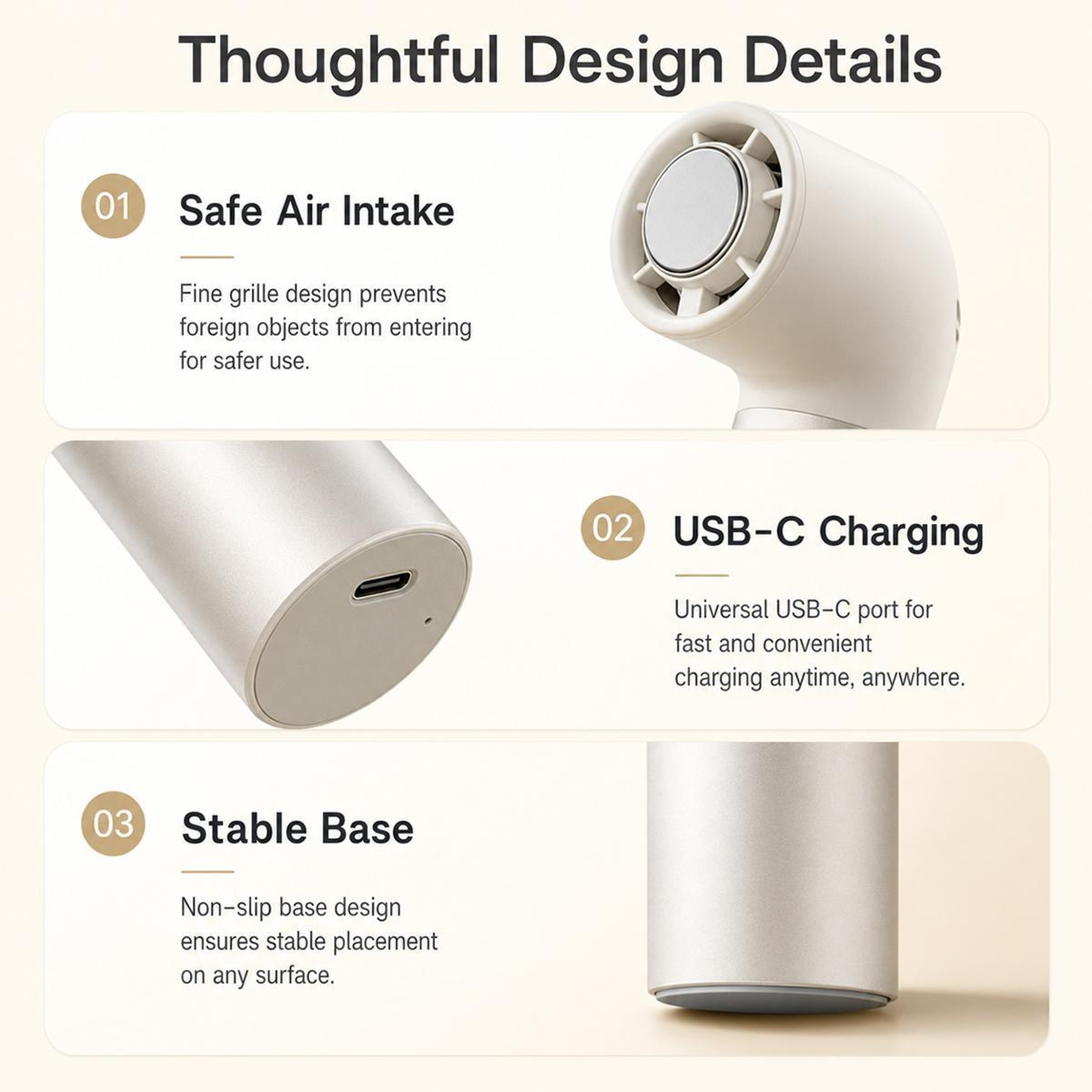 Portable Handheld Fan with Ice Cooling Digital Display Rechargeable Mini Turbo Fan Champagne Gold – view 11
