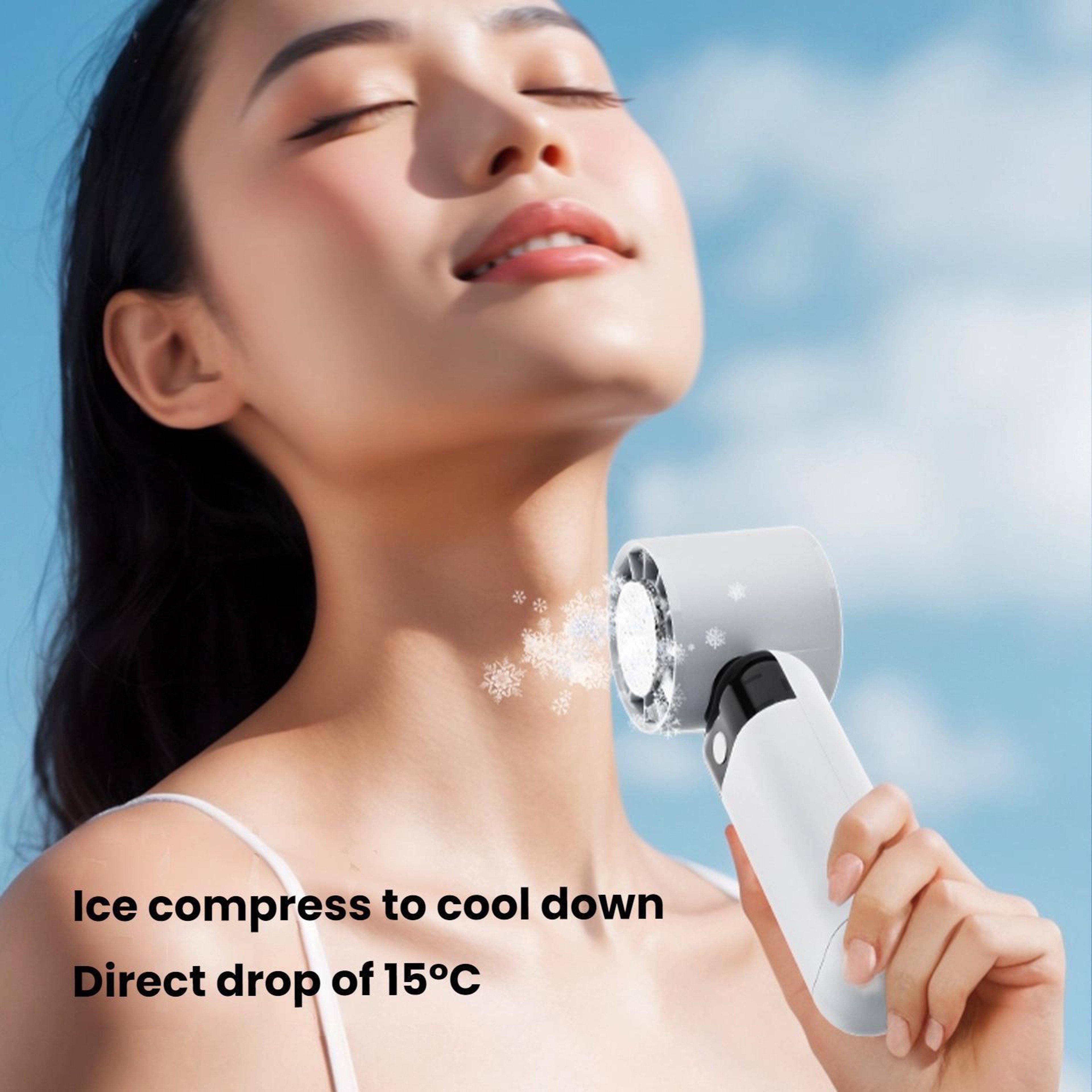 Handheld Cooling Fan with Digital Display Portable USB Rechargeable Cold Compress Mini Fan – view 3