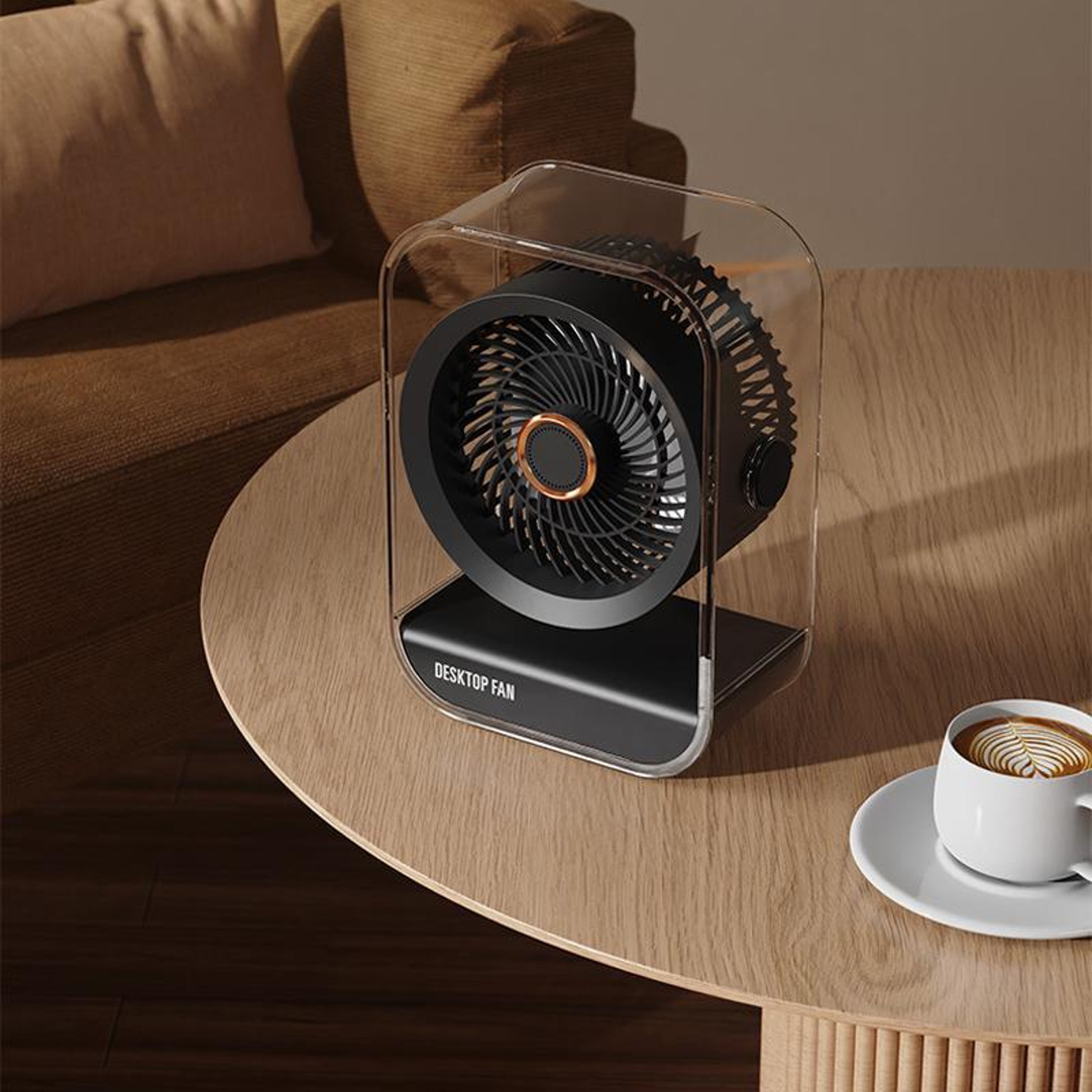 USB Rechargeable Desk Fan With Night Light Portable Quiet Cooling Fan 5Speed Air Circulator 3