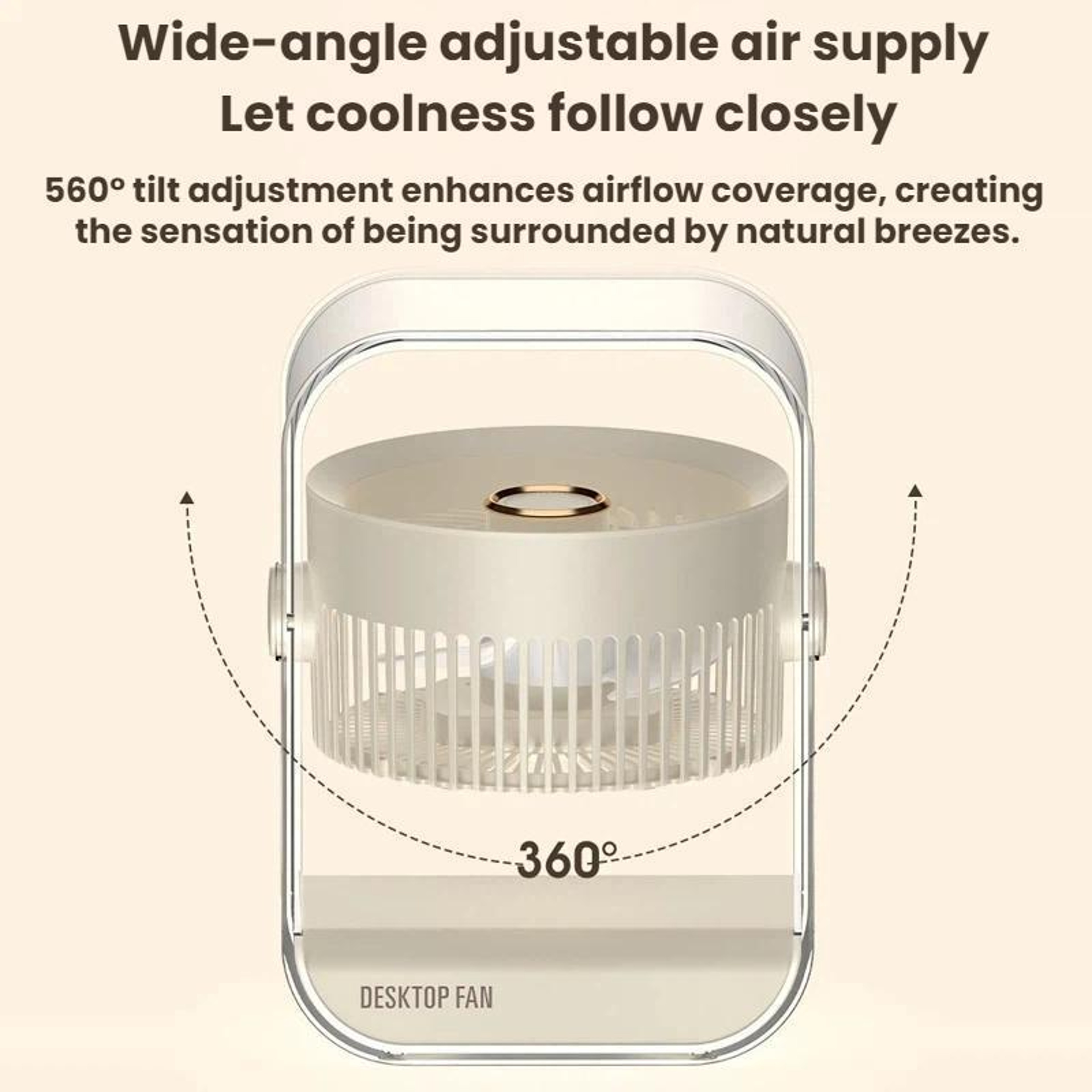 USB Rechargeable Desk Fan With Night Light Portable Quiet Cooling Fan 5Speed Air Circulator 4