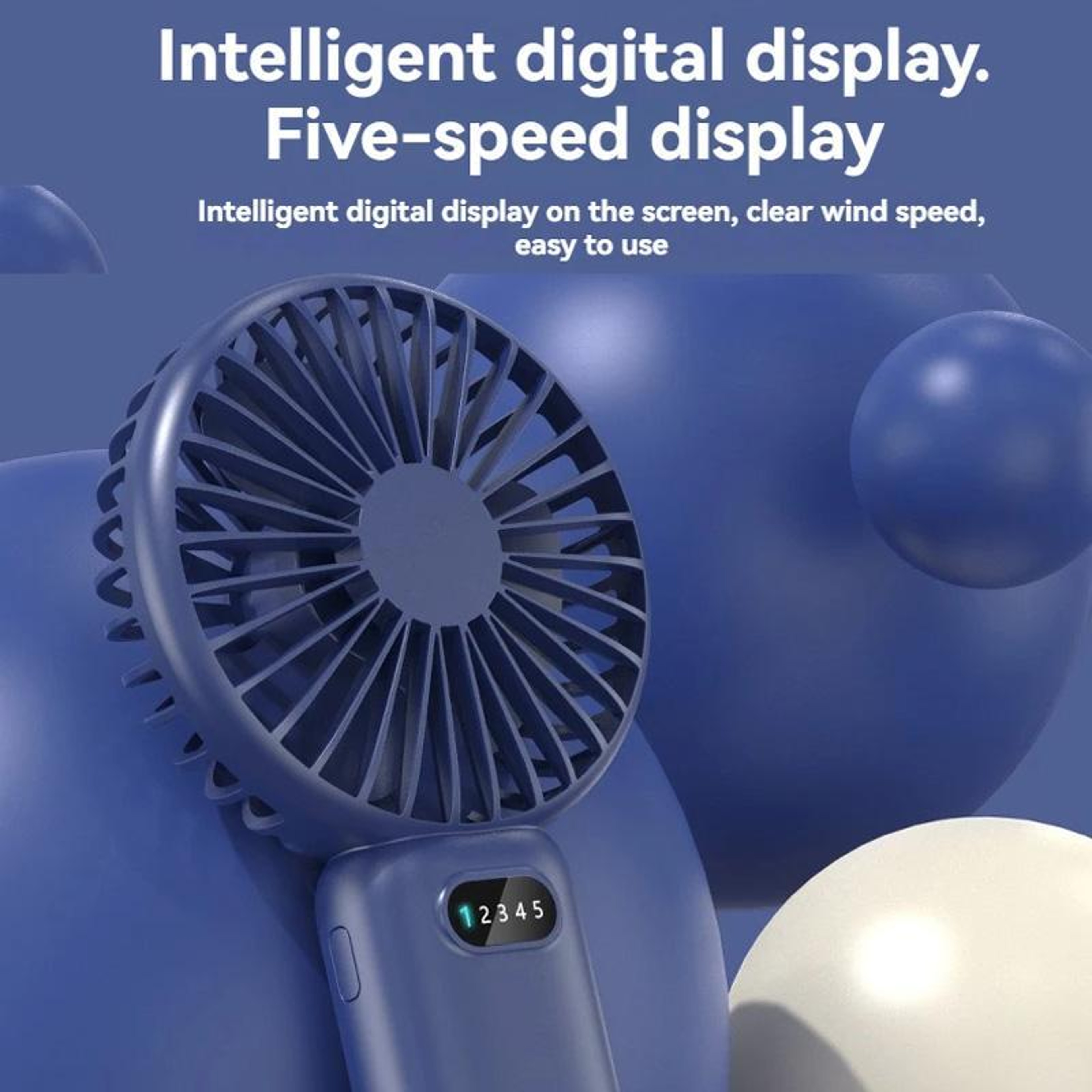 Portable Handheld Fan USB Rechargeable Mini Desk Fan with 5 Speed Cooling and Desktop Stand – view 9