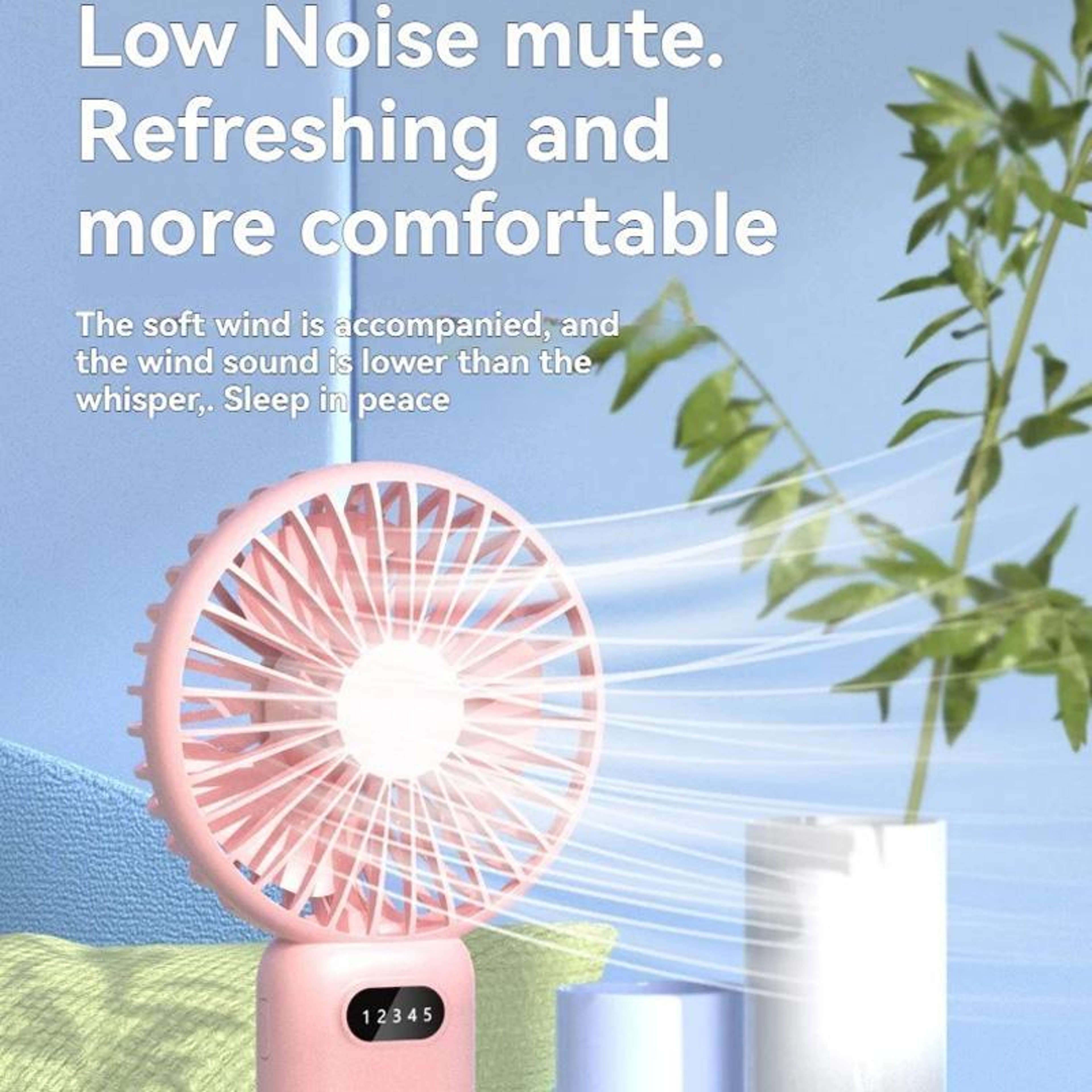 Portable Handheld Fan USB Rechargeable Mini Desk Fan with 5 Speed Cooling and Desktop Stand – view 12