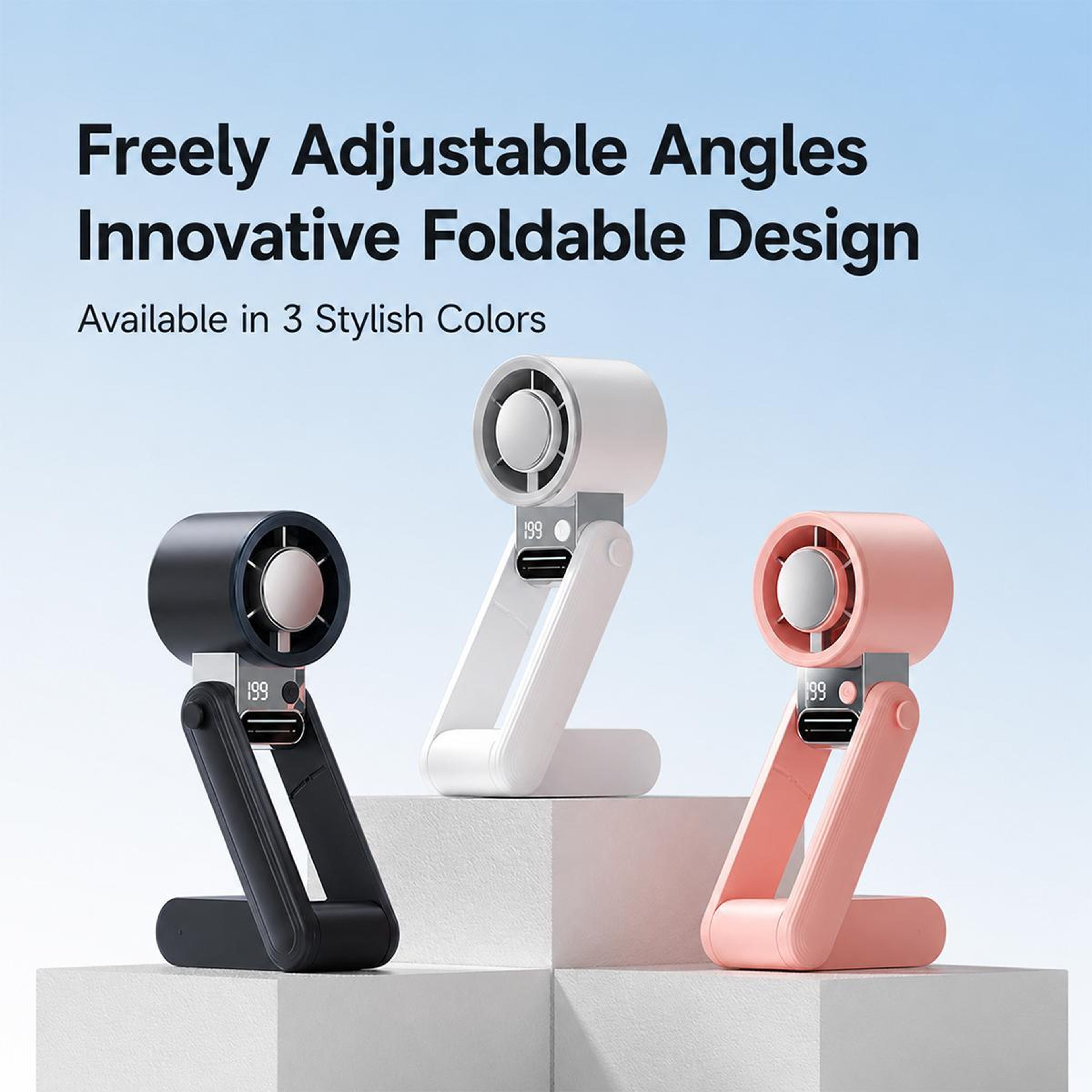 Handheld Cooling Fan with Digital Display 199-Speed Portable Mini Rechargeable Travel Fan – view 2