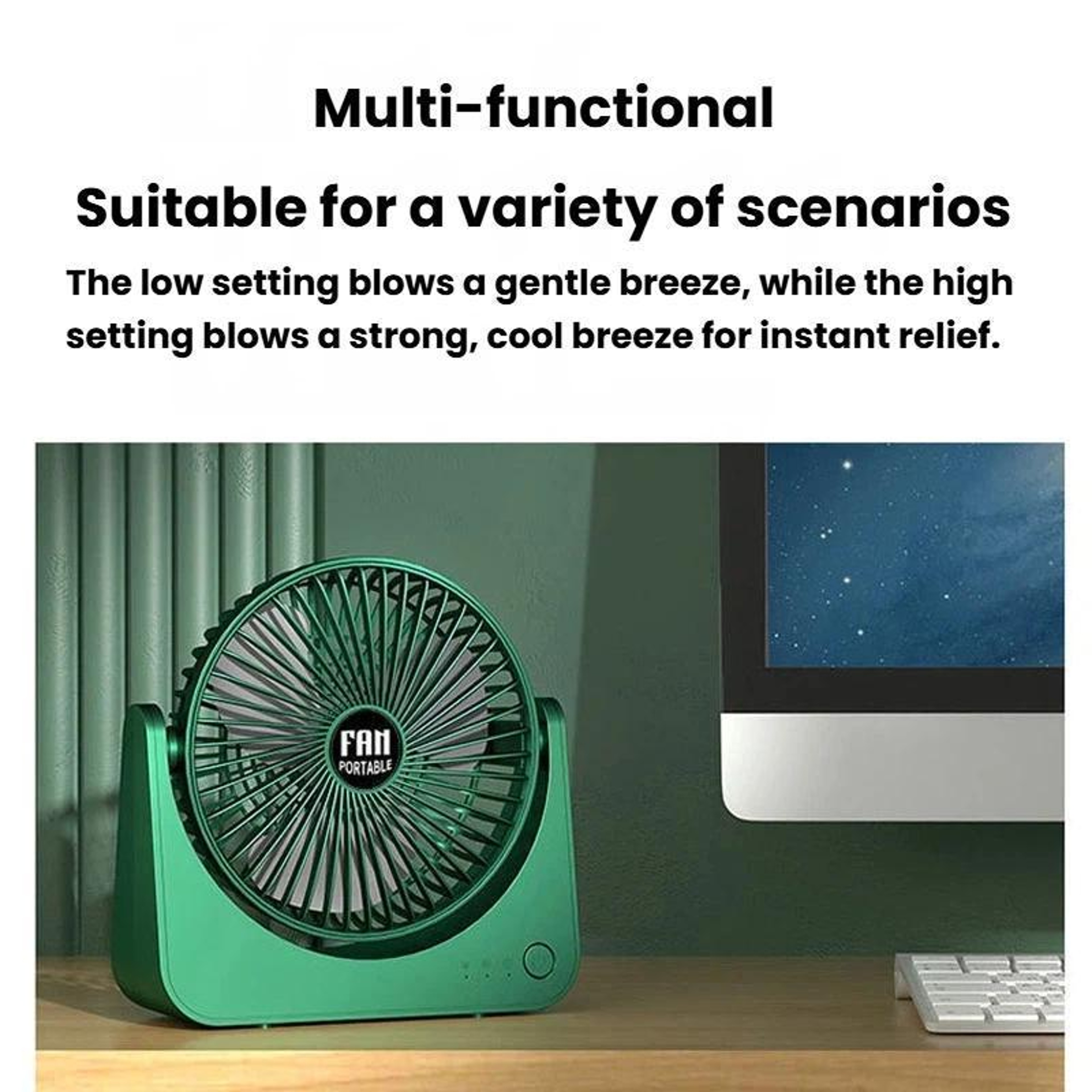 Desktop Fan with Speed Settings Quiet Air Circulator Fan for Home Office Bedroom – view 11