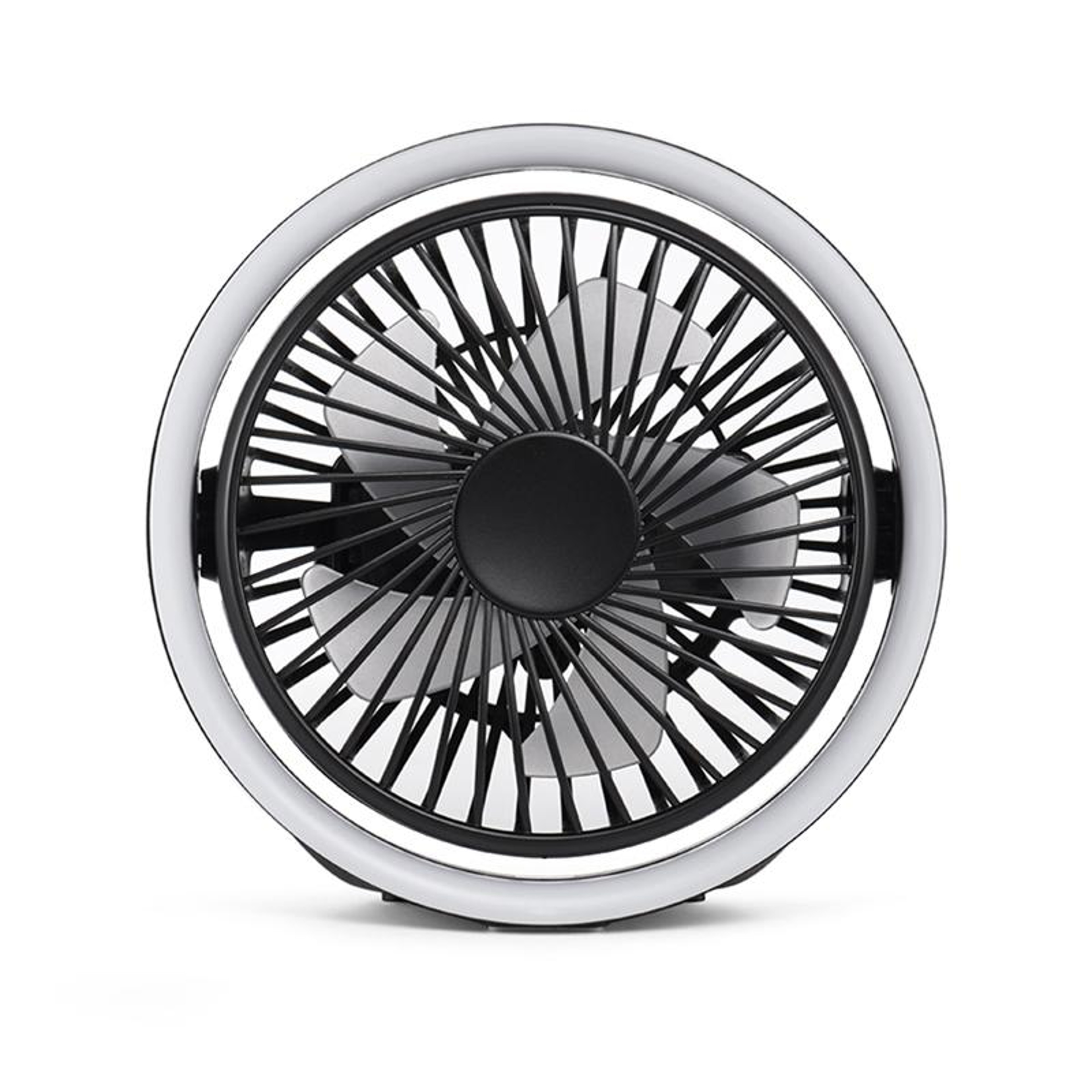 USB Desk Fan With LED Ambient Light 180 Degree Rotating Rechargeable Fan 9