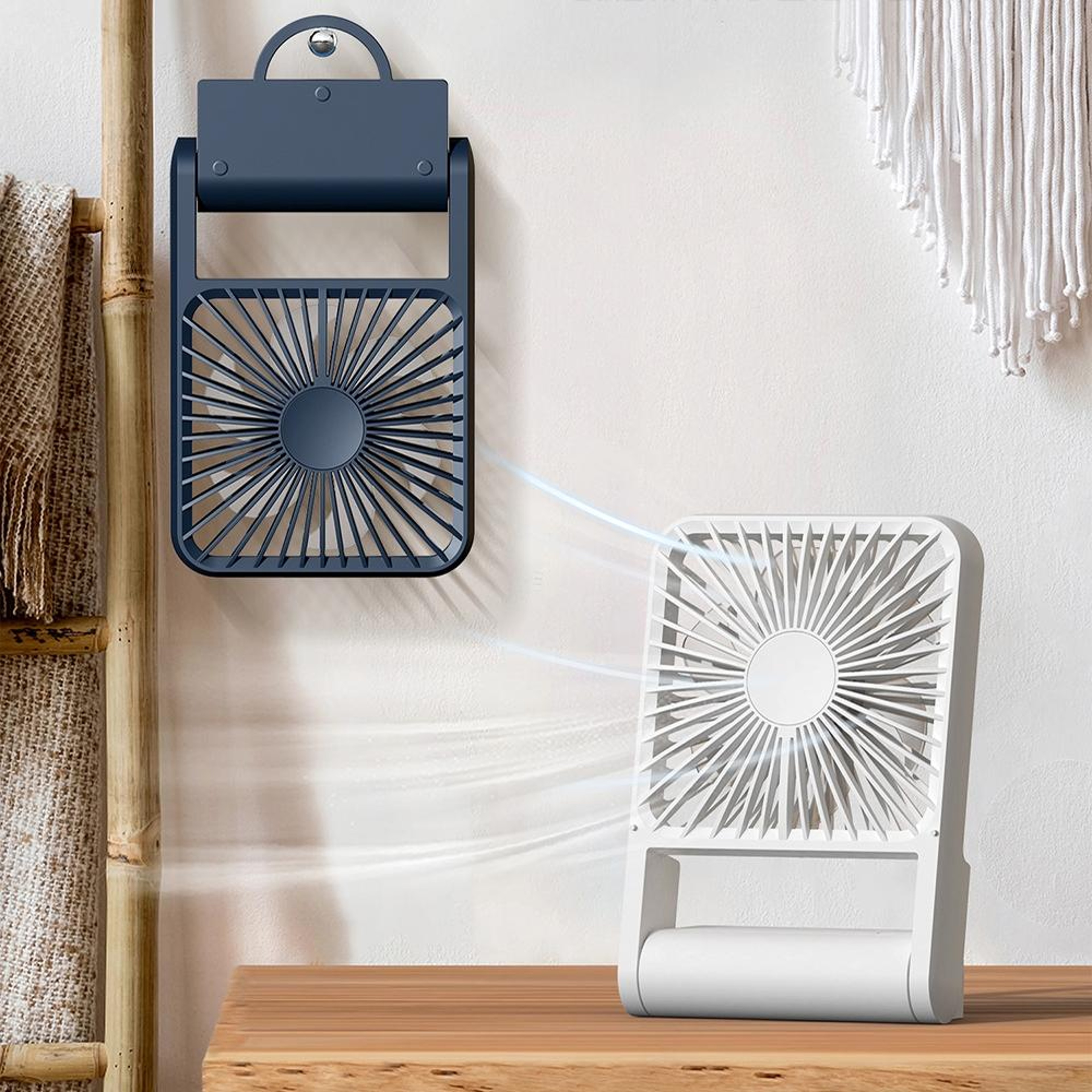 Portable USB Fan Foldable Wall Mount Fan Rechargeable Desktop Cooling Fan – view 3
