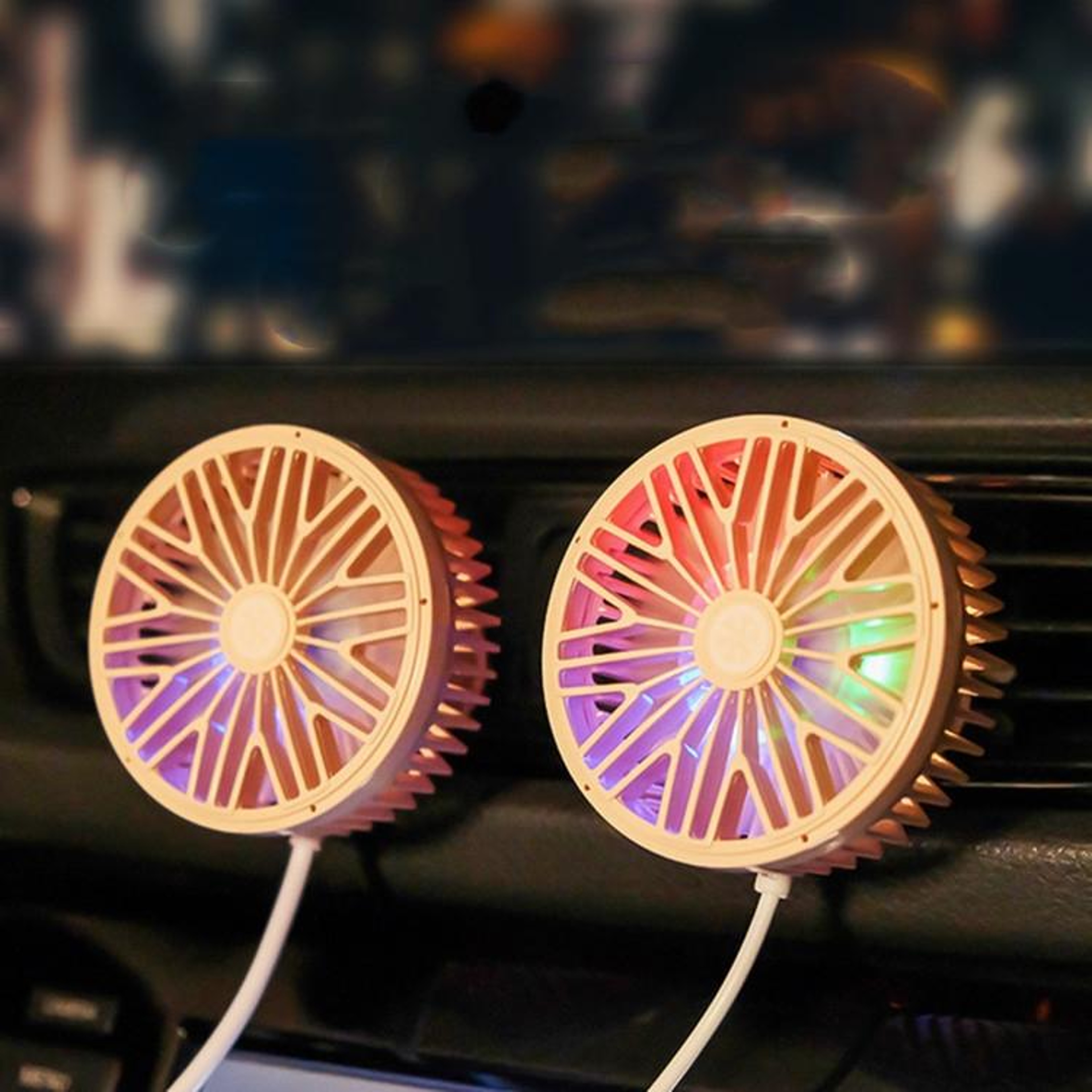 Portable Car Vent Fan USB Mini Car Cooling Fan With LED Light For Vehicle Air Vent 5